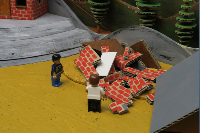   SLIDE 19  The rain finally stopped and the two builders looked at the damage the storm had caused. Only the  house built on the rock remained solid and untouched because it had a strong foundation. 