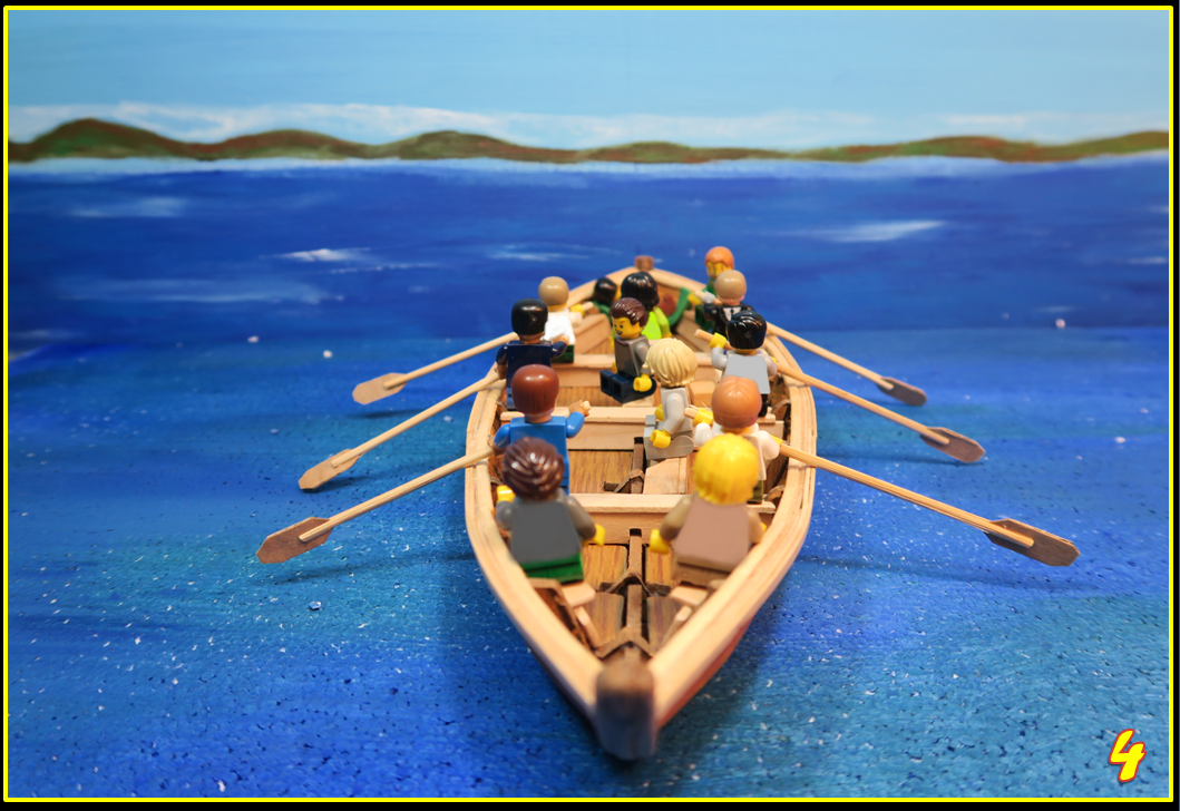   SLIDE 4   Soon the boat was well away from shore, heading out across the lake. It was a perfect day for a boat trip; lovely blue sky; gentle breeze and the water was nice and calm    