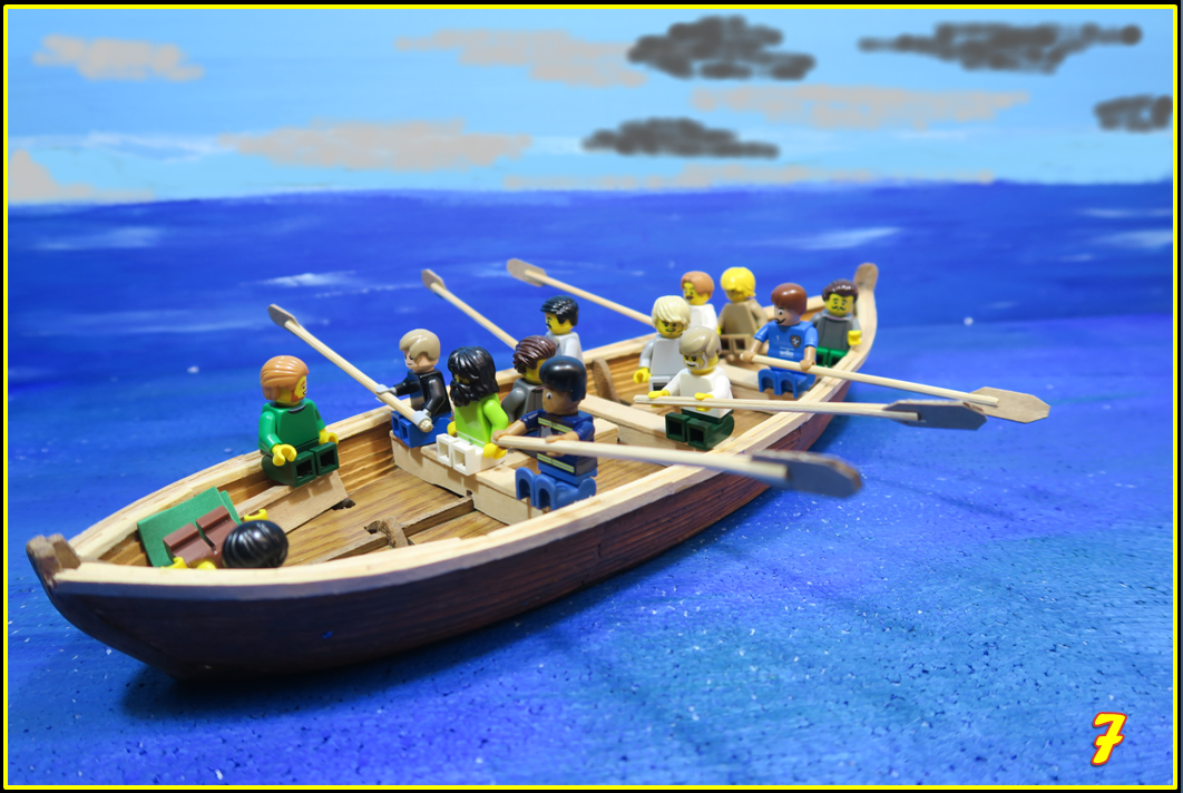   SLIDE 7   Or was it? Some dark clouds suddenly appeared in the sky but, Peter, James and John knew that the weather often changed quickly on the lake, so at first they were not too concerned but maybe it was time to row a little faster.   