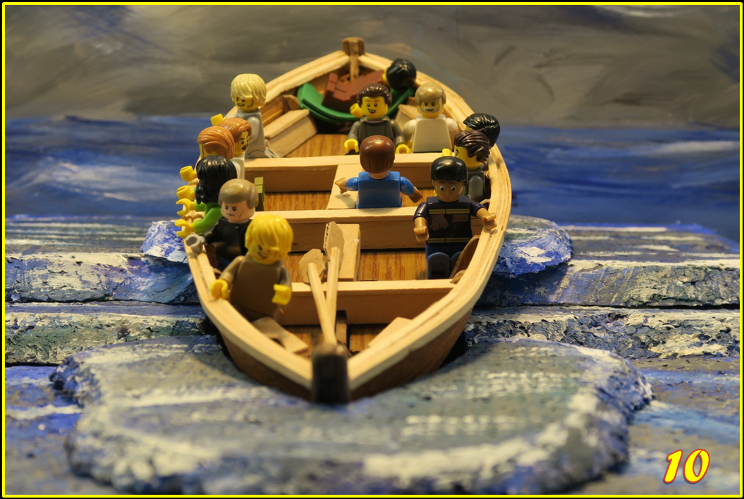   SLIDE 10   The boat was tossed this way and that, the disciples began to be afraid and worried, this was an unusually bad storm. What were they going to do?     
