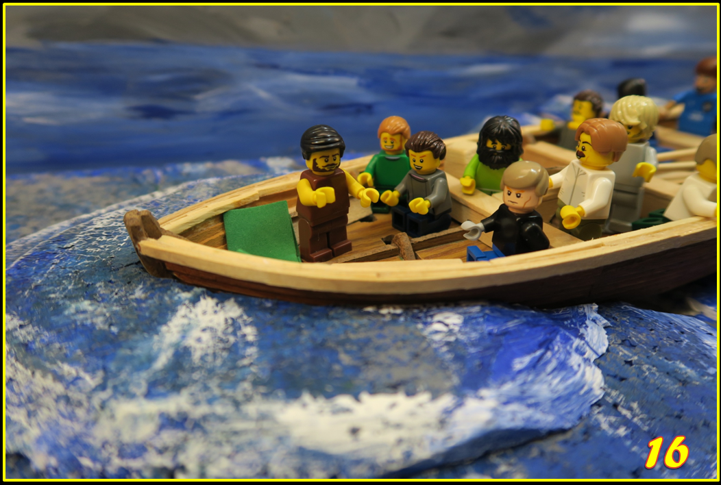   SLIDE 16   Jesus stood up in the boat, and He could see how afraid the disciples were.    