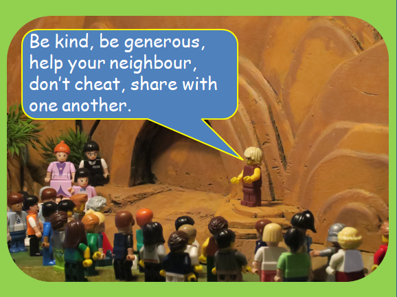   SLIDE 13  John told the people the message God had given him, that they should be kind and generous, they should care for one another, help their neighbour and not cheat others. He told them that if they would simply ask, God would forgive them for