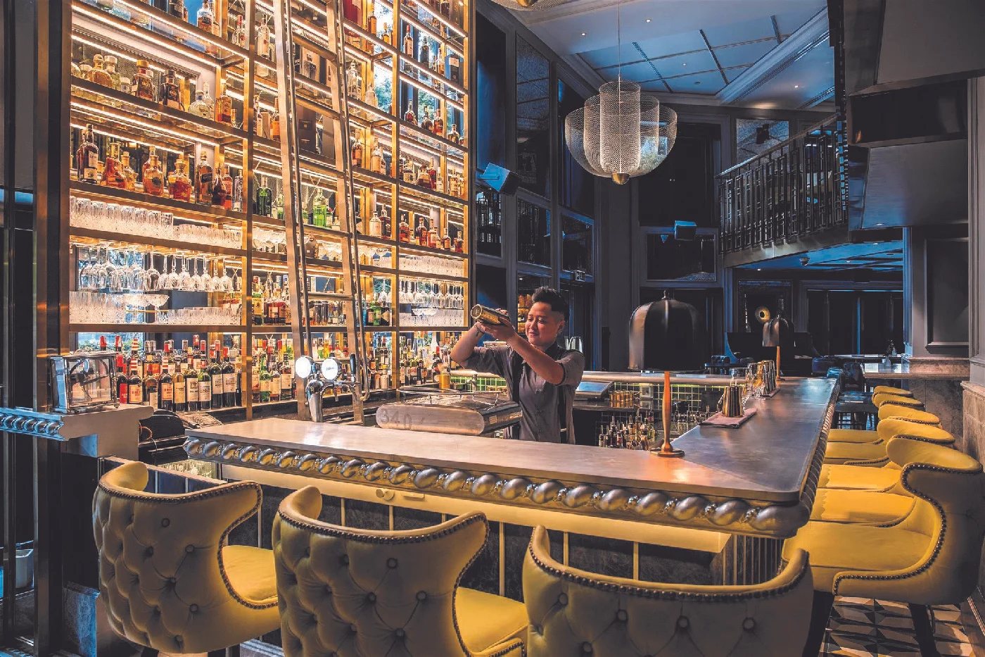 Barman preparing drinks at Angelina Bar Hanoi