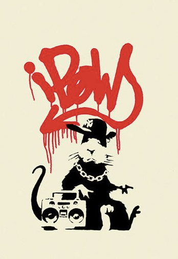 Gangsta Rat (Red) by Banksy, 2004, Screenprint in colours on wove paper (50 x 35 cm)