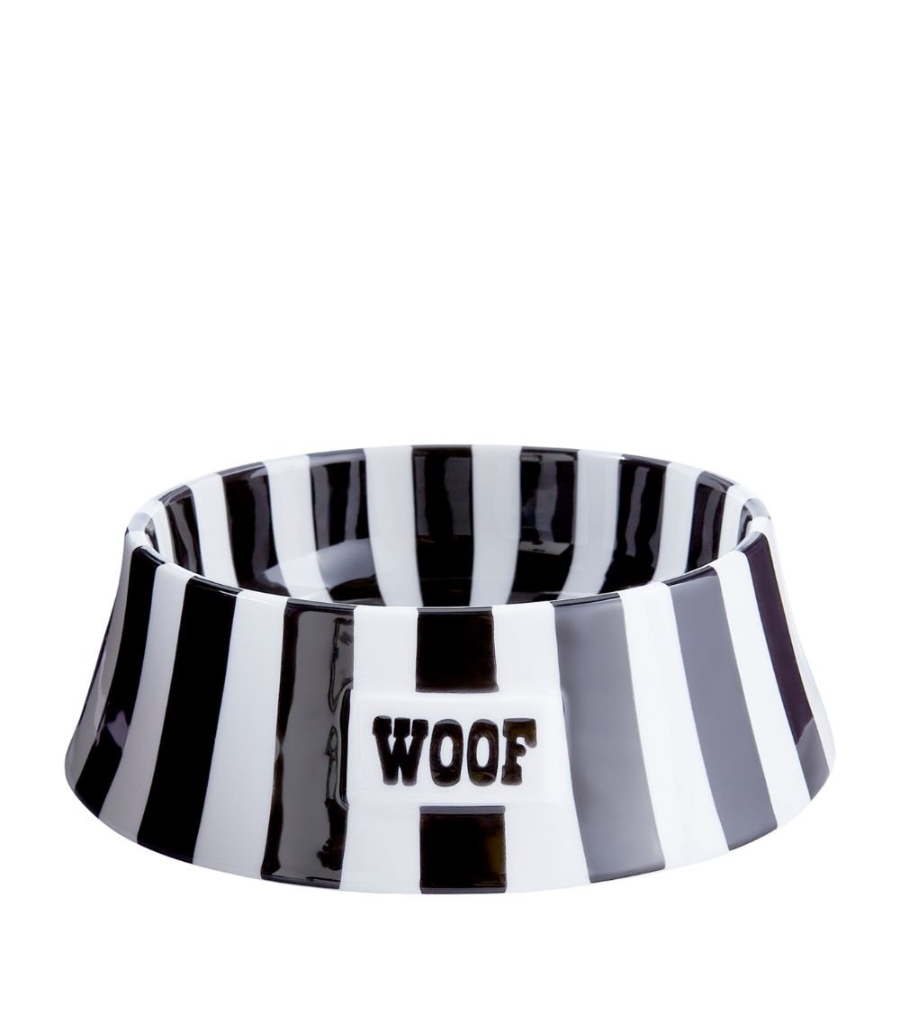 Jonathan Adler Vice woof pet bowl black and white stripe
