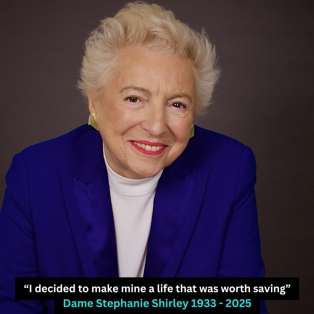 We are very sad to hear of the death of refugee, entrepreneur and philanthropist Dame Stephanie &lsquo;Steve&rsquo; Shirley @damestephanie_ ⁠
⁠
We were very lucky to work with Dame Stephanie several times - interviewing her and working with her for s
