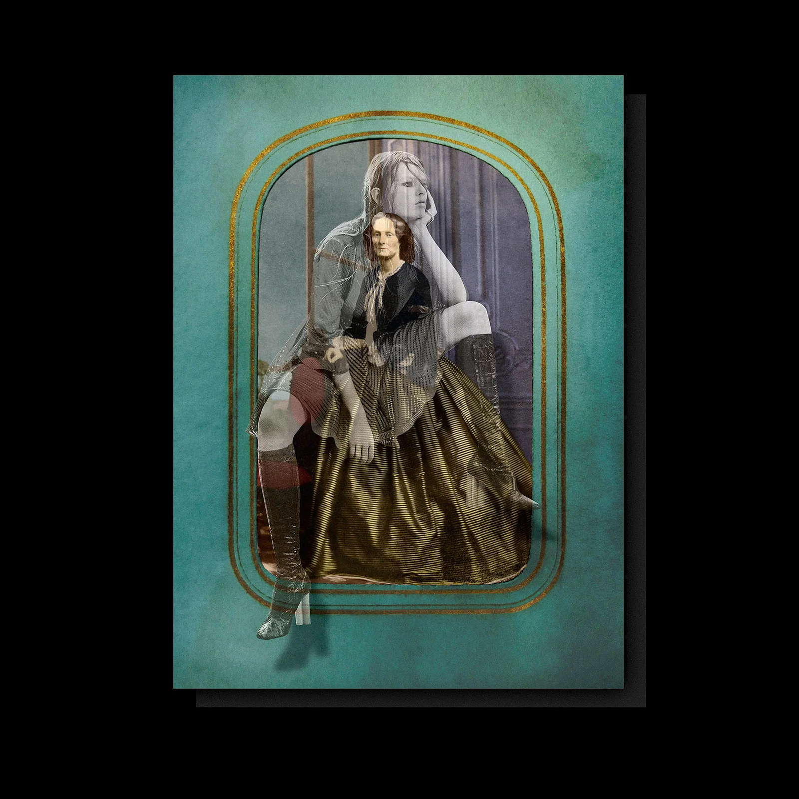 Evolution #1-3 , 2015, pigment print, 20 x 20” Evolution appropriates found imagery from public archives and contemporary media (magazines), highlighting issues of female representation by connecting the past with the present. These photomontages form a window in which we are confronted and contrasted with these timely portrayals, allowing the viewer to analyze pose and gesture in the female object of desire. Evolution #1