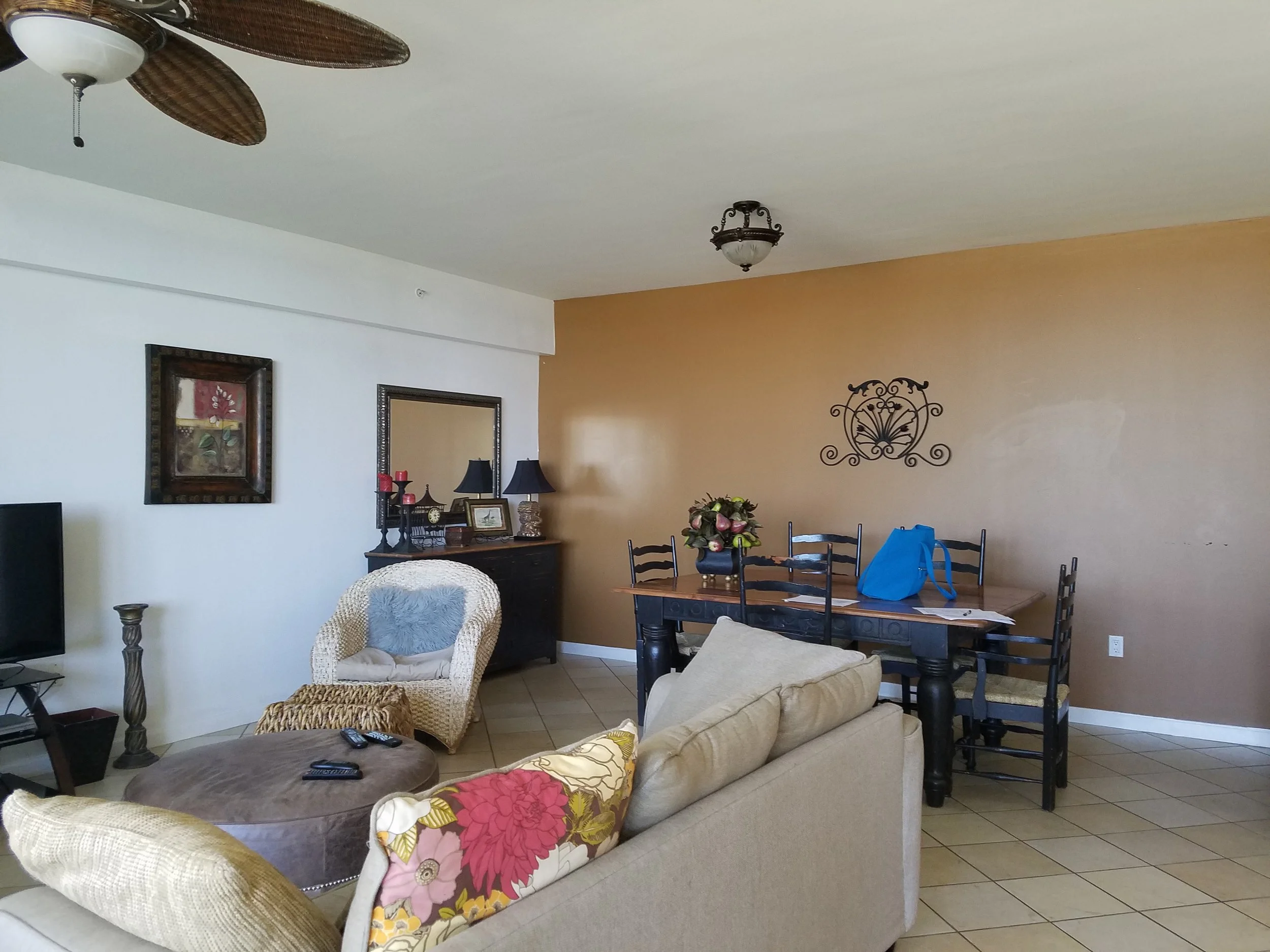 Original photo for virtual staging of condo living room upgrades
