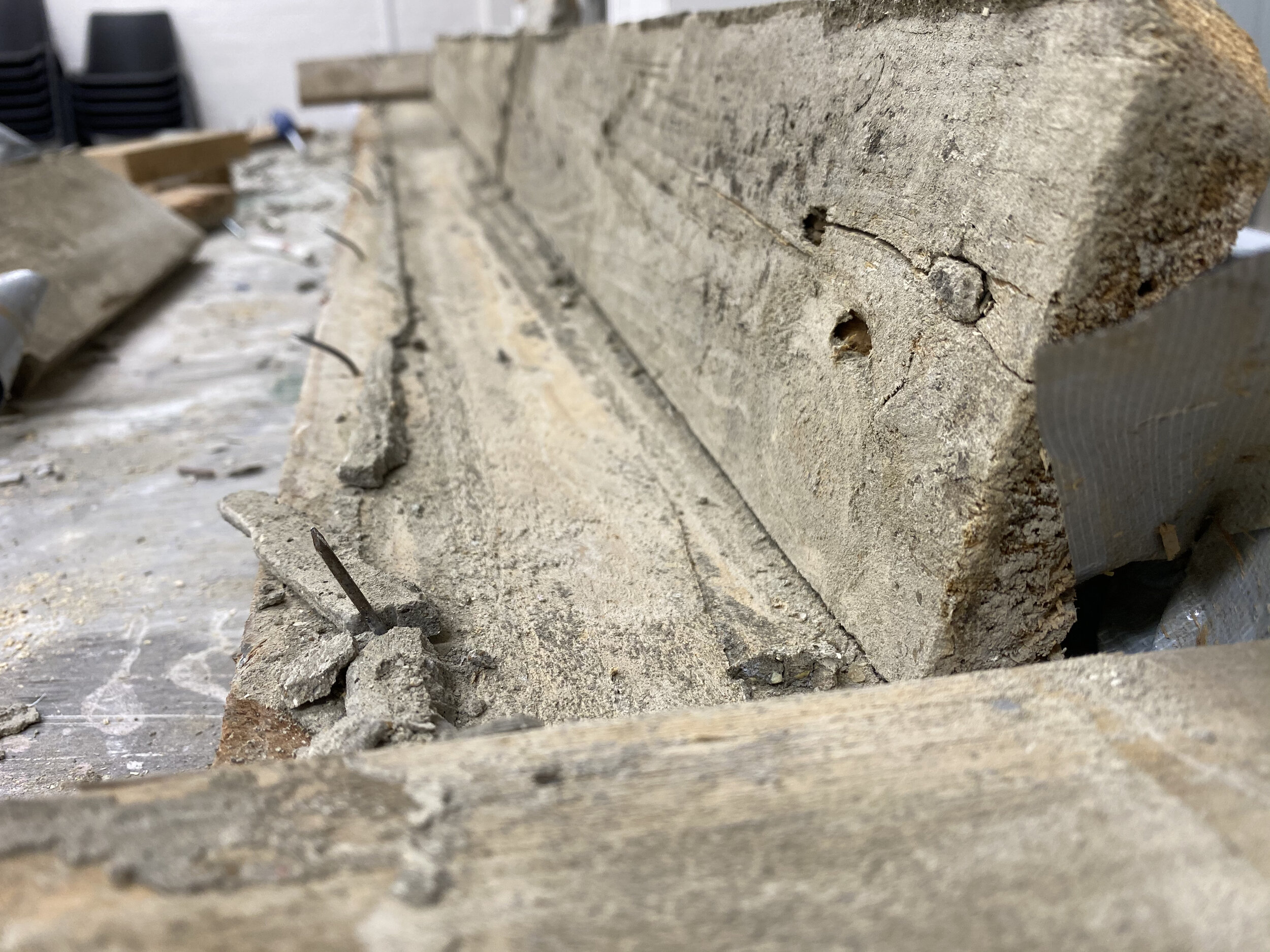 Shuttering that housed the mould.