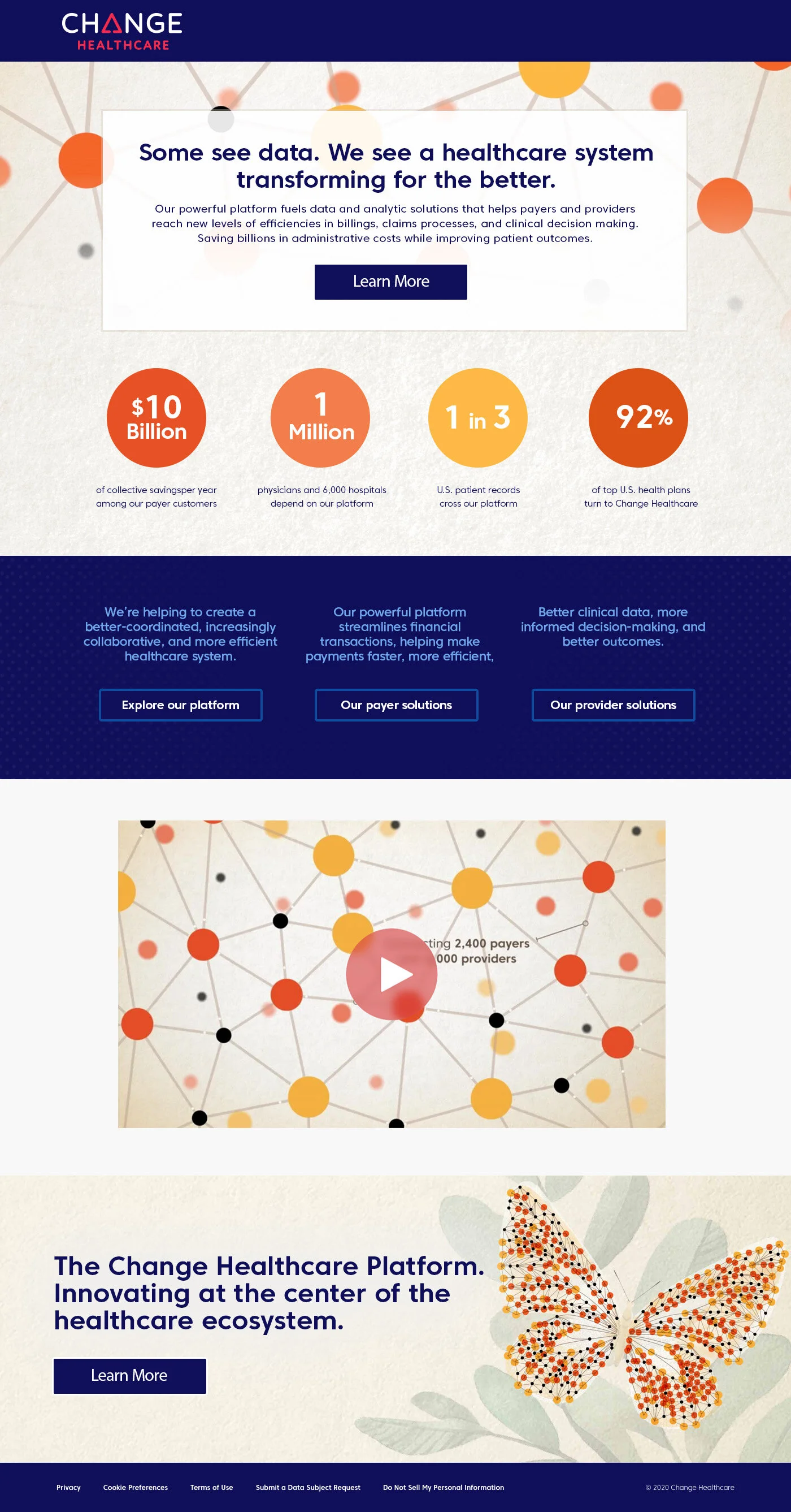 Website landing page