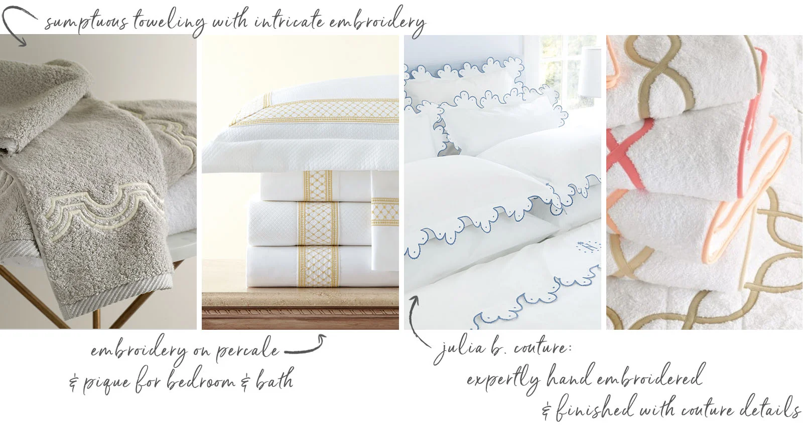 Julia B Couture & Matouk Bespoke - Custom bedding and bath linens from A. HOME, Summit, NJ