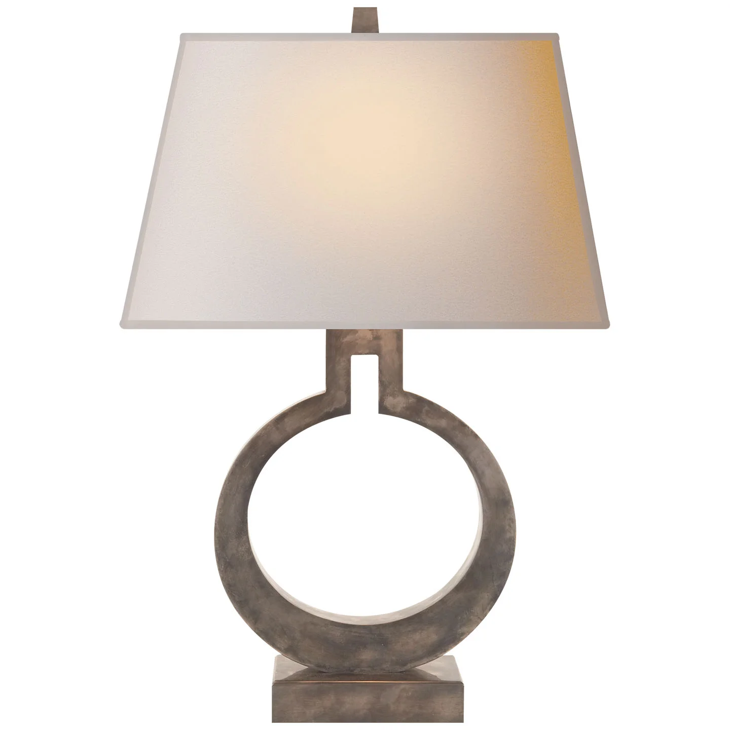 Visual Comfort Ring Form Small Table Lamp in Sheffield Nickel, Visual Comfort Lighting, Visual Comfort Summit, NJ, E.F. Chapman, Alabaster Ring Table Lamp, Brass Ring Table Lamp