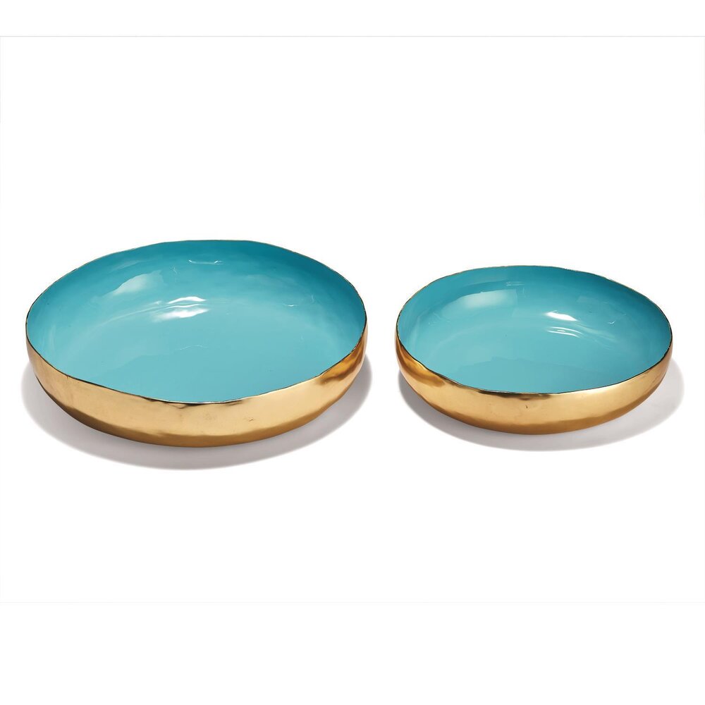 Round Lacquer Trays In Turquoise Set, Round Lacquer Tray Large