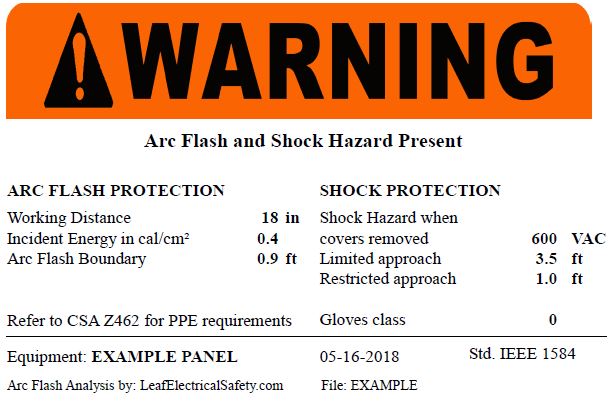 Arc Flash Distance Chart