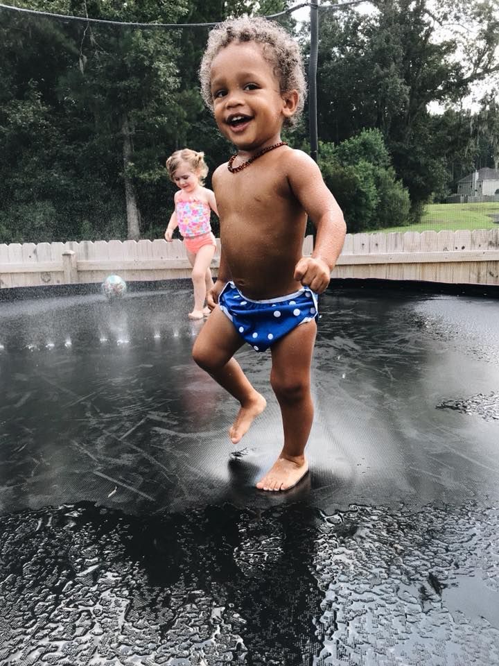 I should have known something was up when he fell IN LOVE with Brittanee’s trampoline over the Summer :)