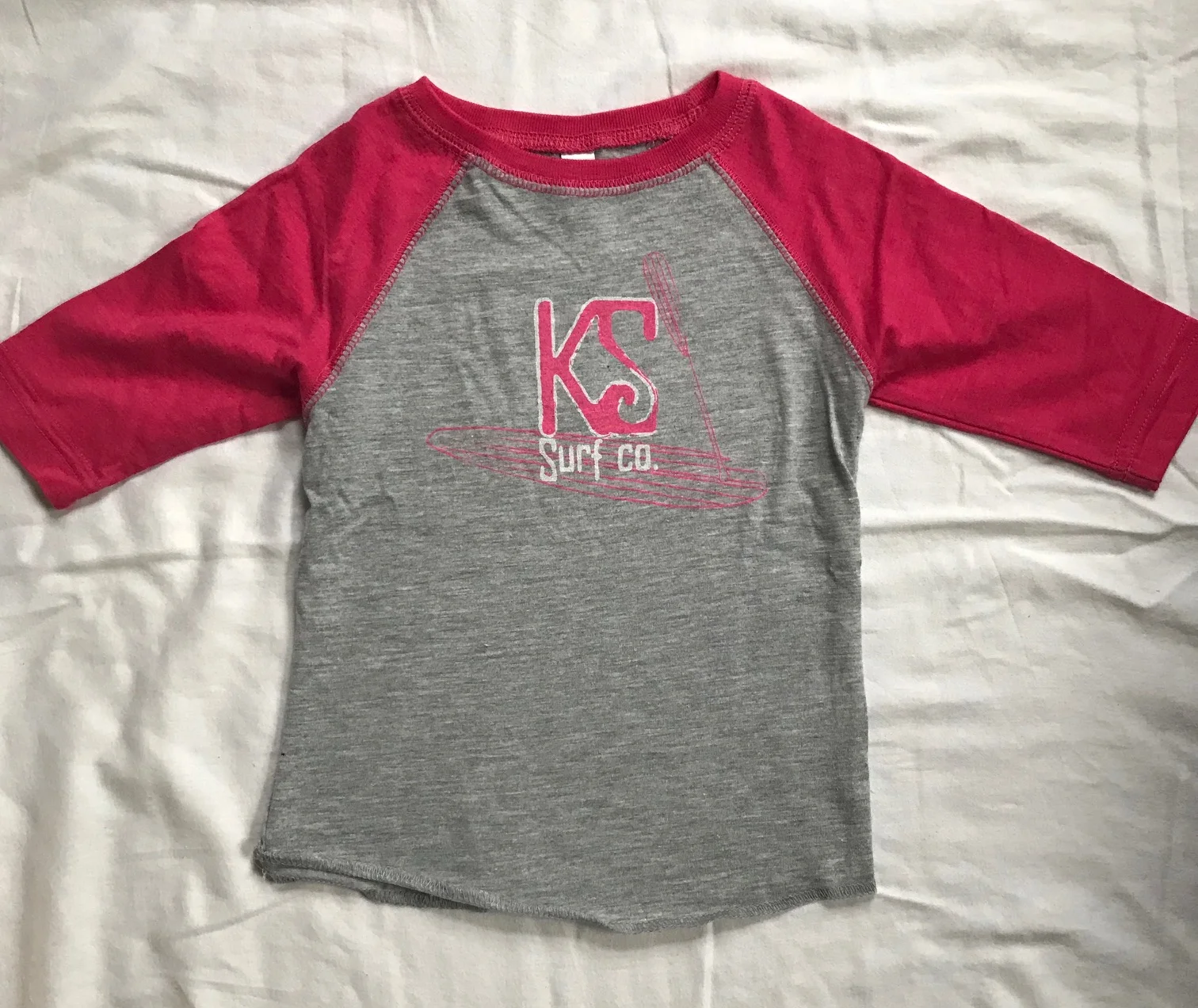 Kid's Raglan - Heather/Pink