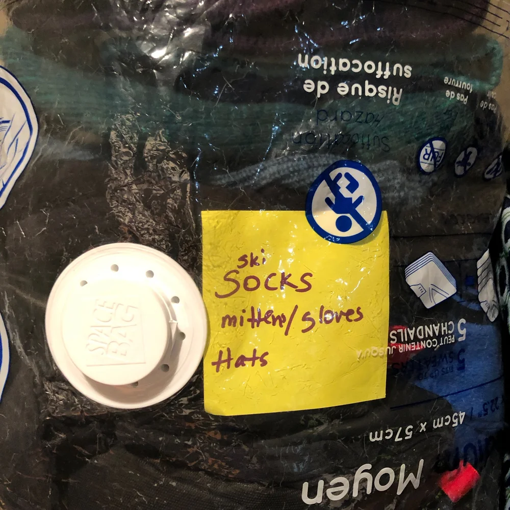 Label space saving bag