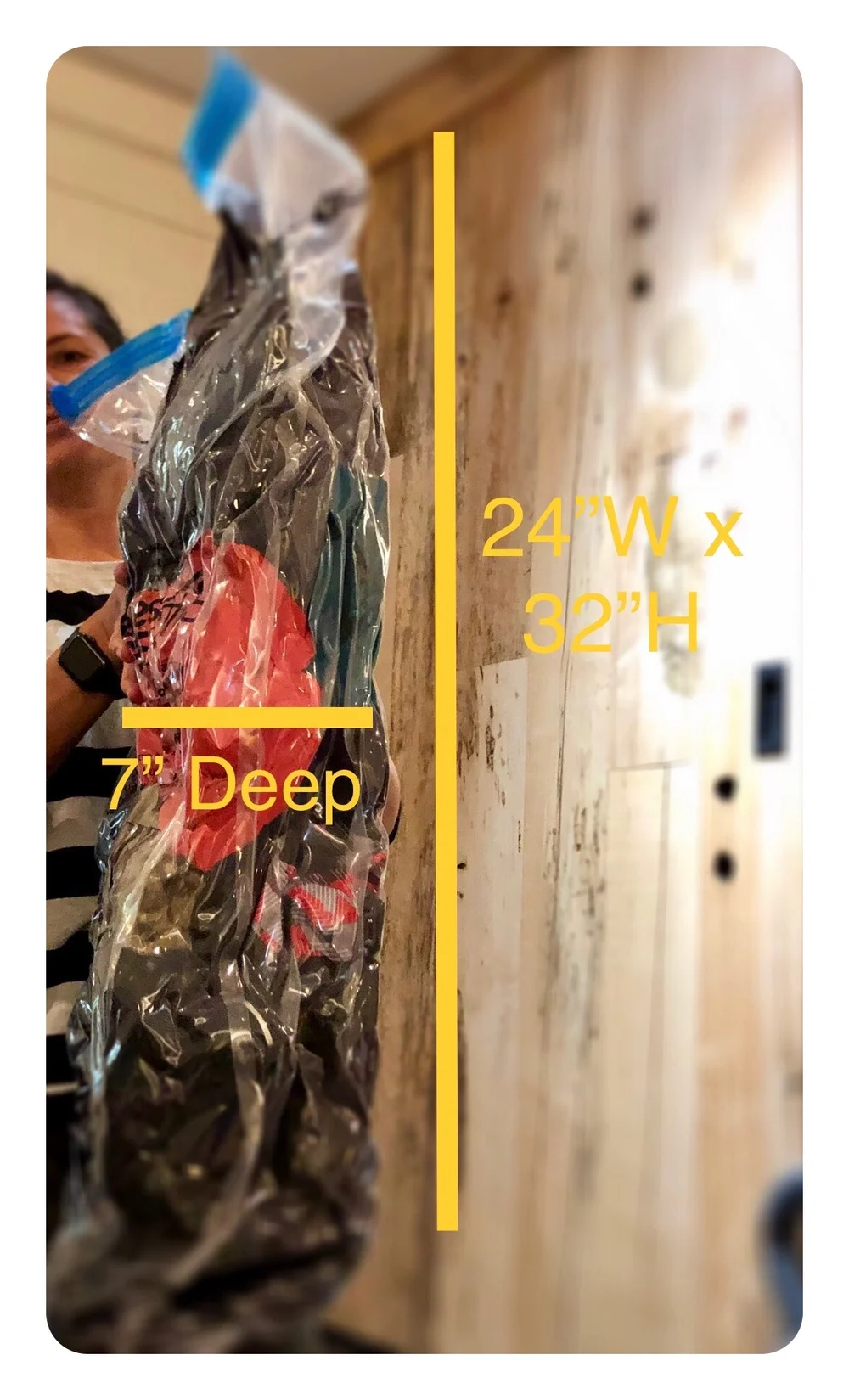 Shrunk to 24"x 34" x 7"