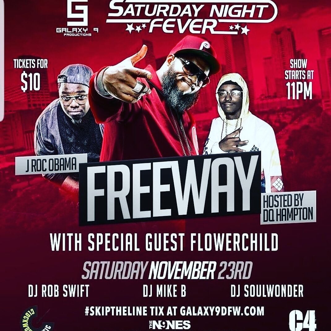 Tonight we all the way live with it tonight as @phillyfreeway will be rocking the mic live at the @ninesbar go get your meet and greet and skip the line tickets here at www.Galaxy9dfw.com