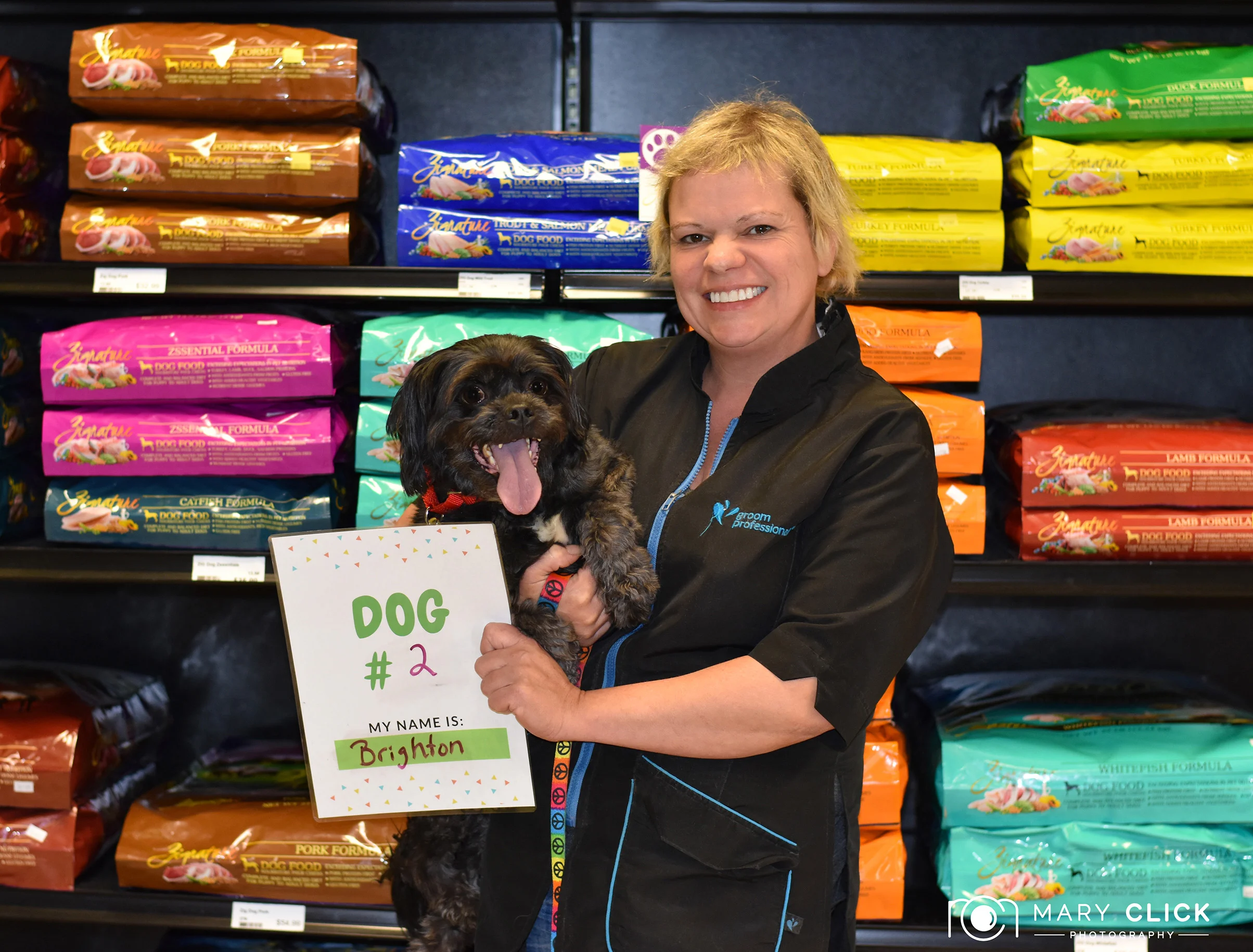 Brighton's BEFORE pic with Stephene (An amazing groomer at Treat's Unleashed in Columbia, MO)! Thanks, Stephene!