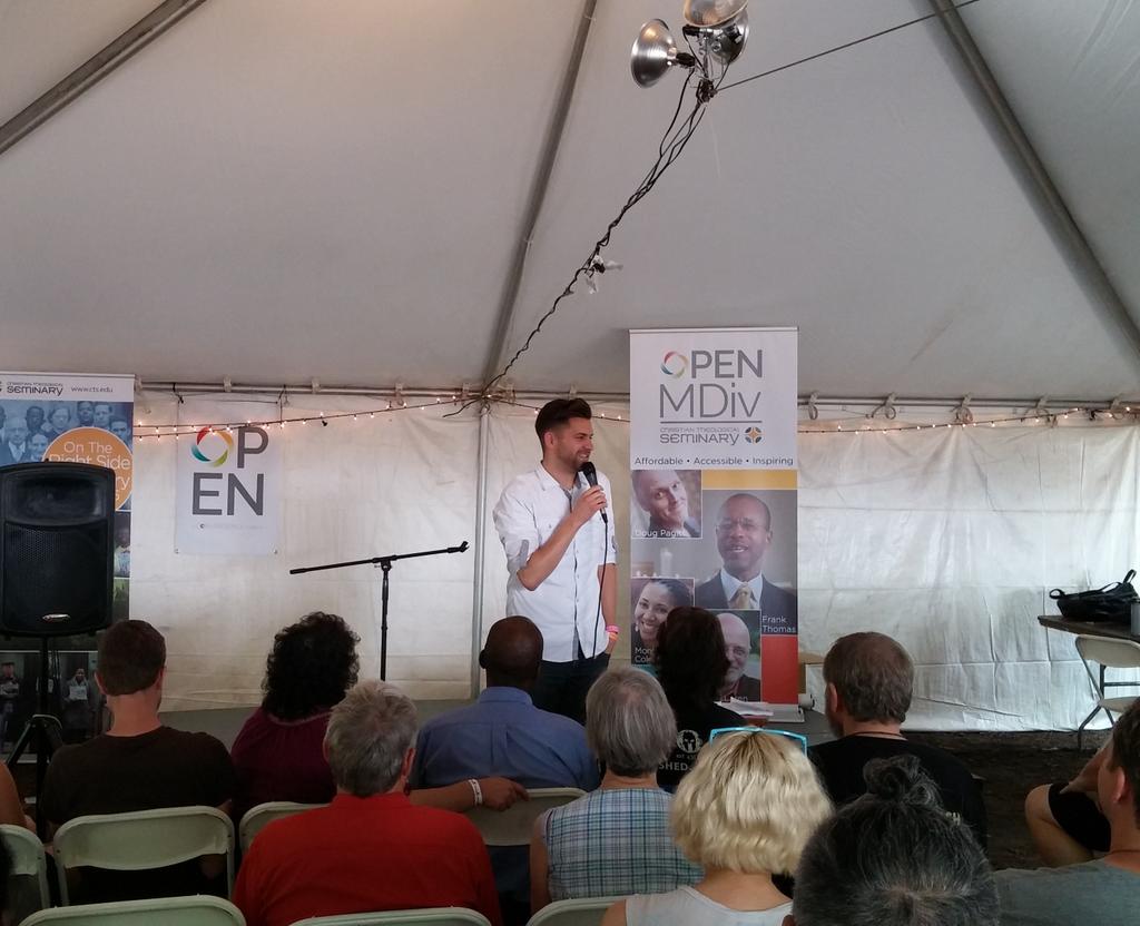 Talking about UnClobber at Wild Goose 2016. Photo Cred Mary Lesnik