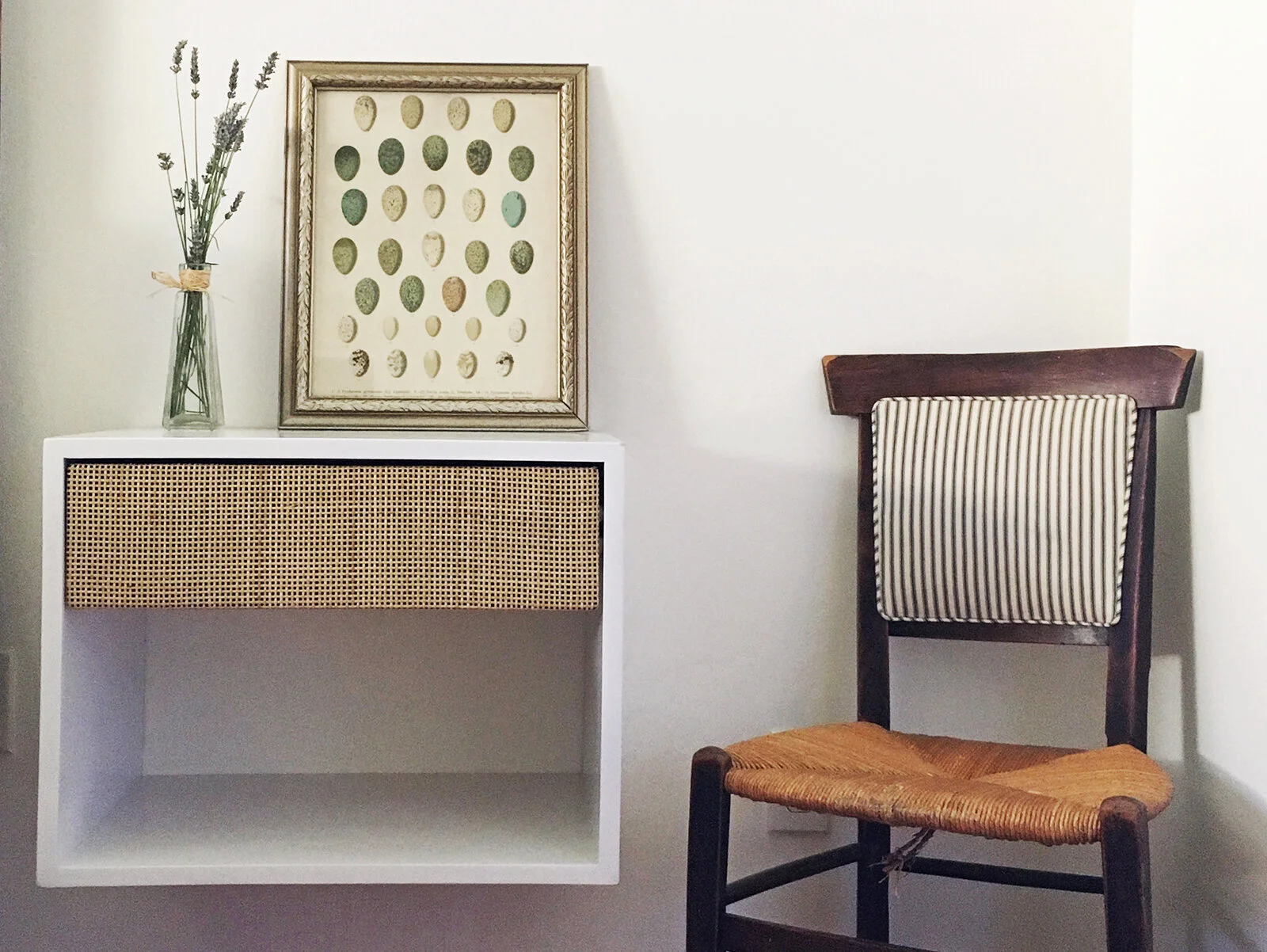 CUSTOM - Floating nightstand with caned drawer