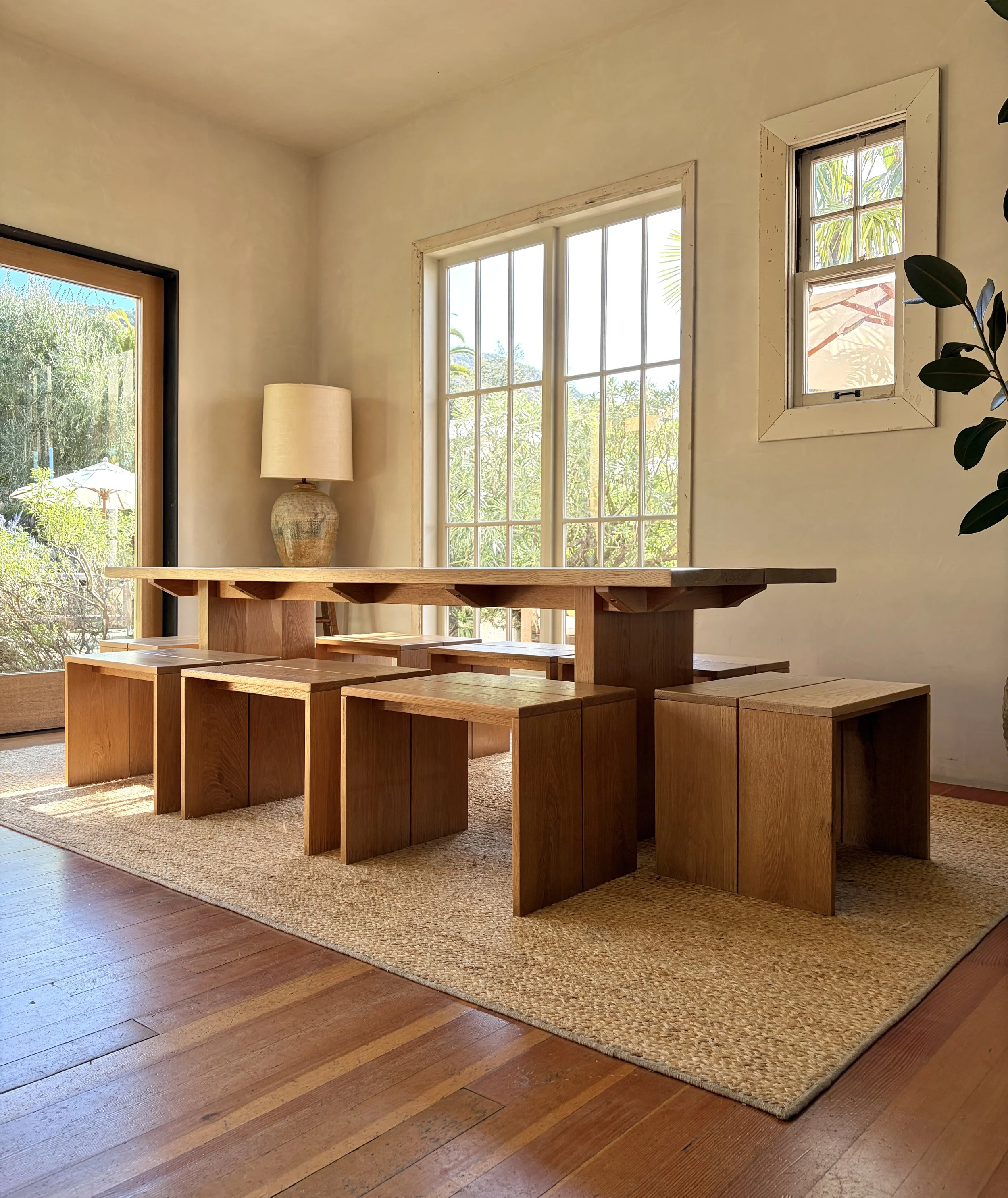 Refinished white oak table set