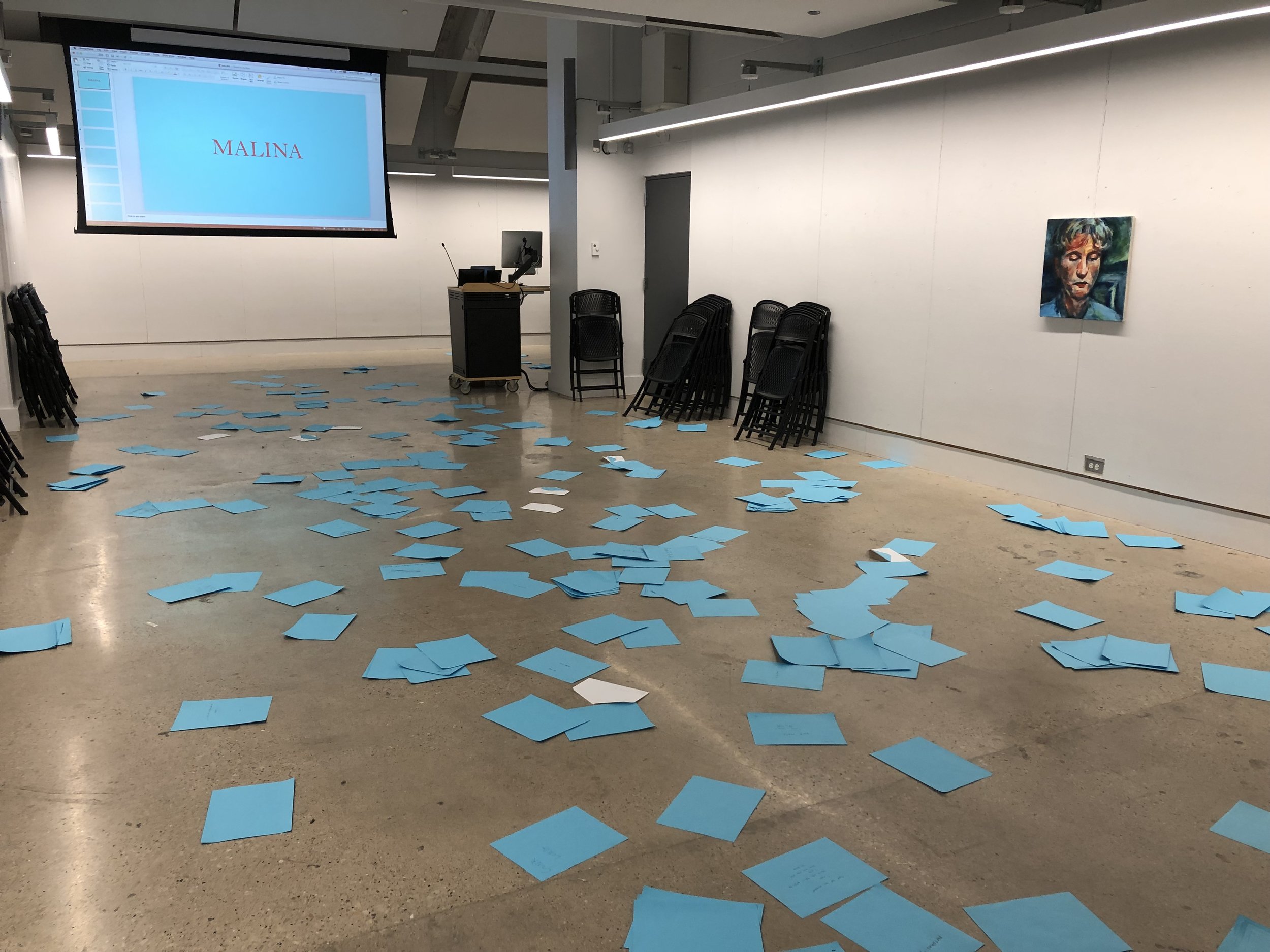 MALINA (blue paper, PowerPoint, lecture performance, video)
