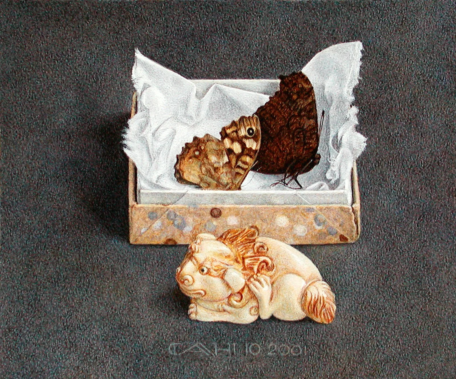 Doosje, vlinders, netsoek
12 x 14,5 cm