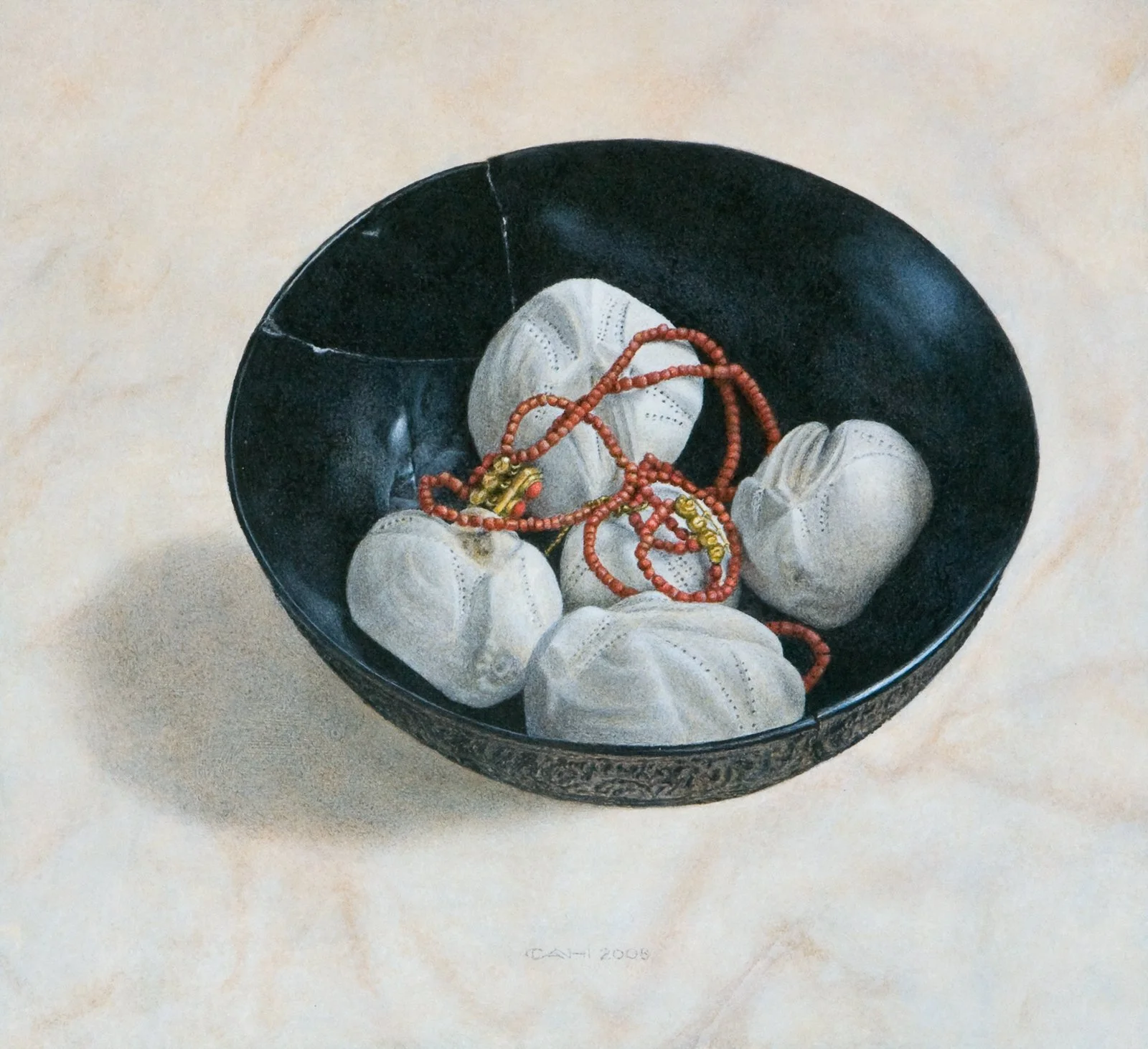 Rouwkom, zeeklitten en bloedkoralen
22 x 24 cm