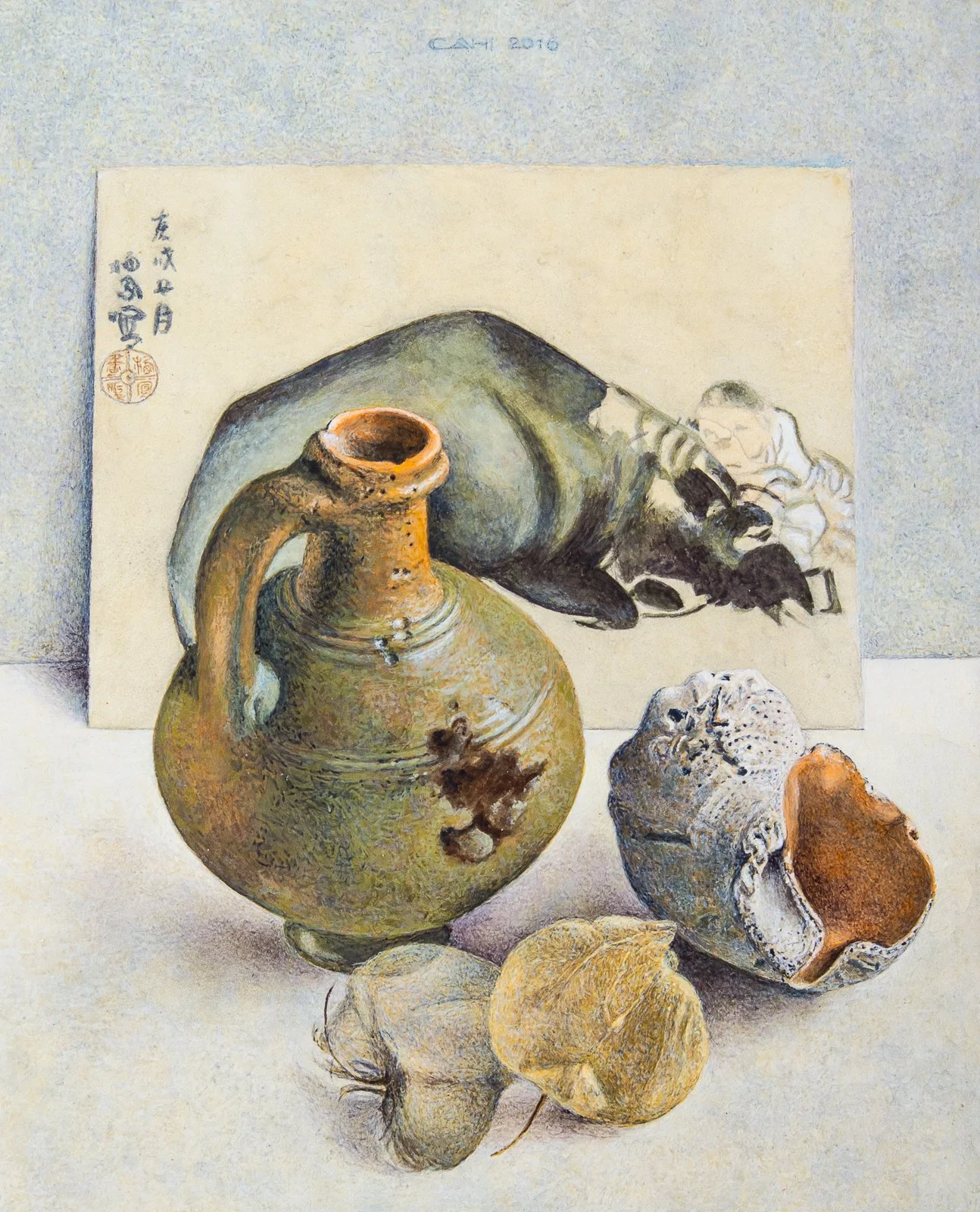 Stilleven met rustende
os en herder
30 x 24 cm