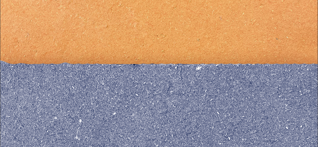 handmade orange and blue paper