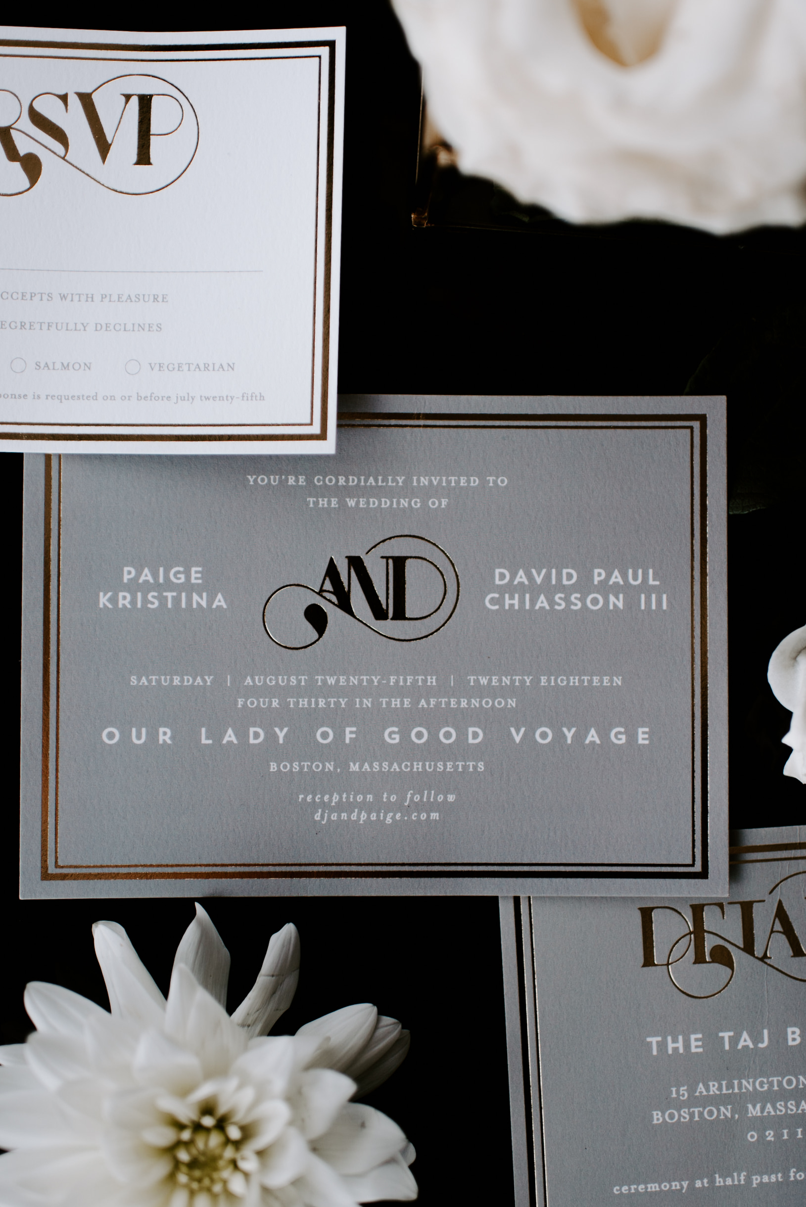 Gold, Gray and White Wedding Invitations | Modern Urban Wedding | Downtown Boston Wedding | Boston Wedding Photographer