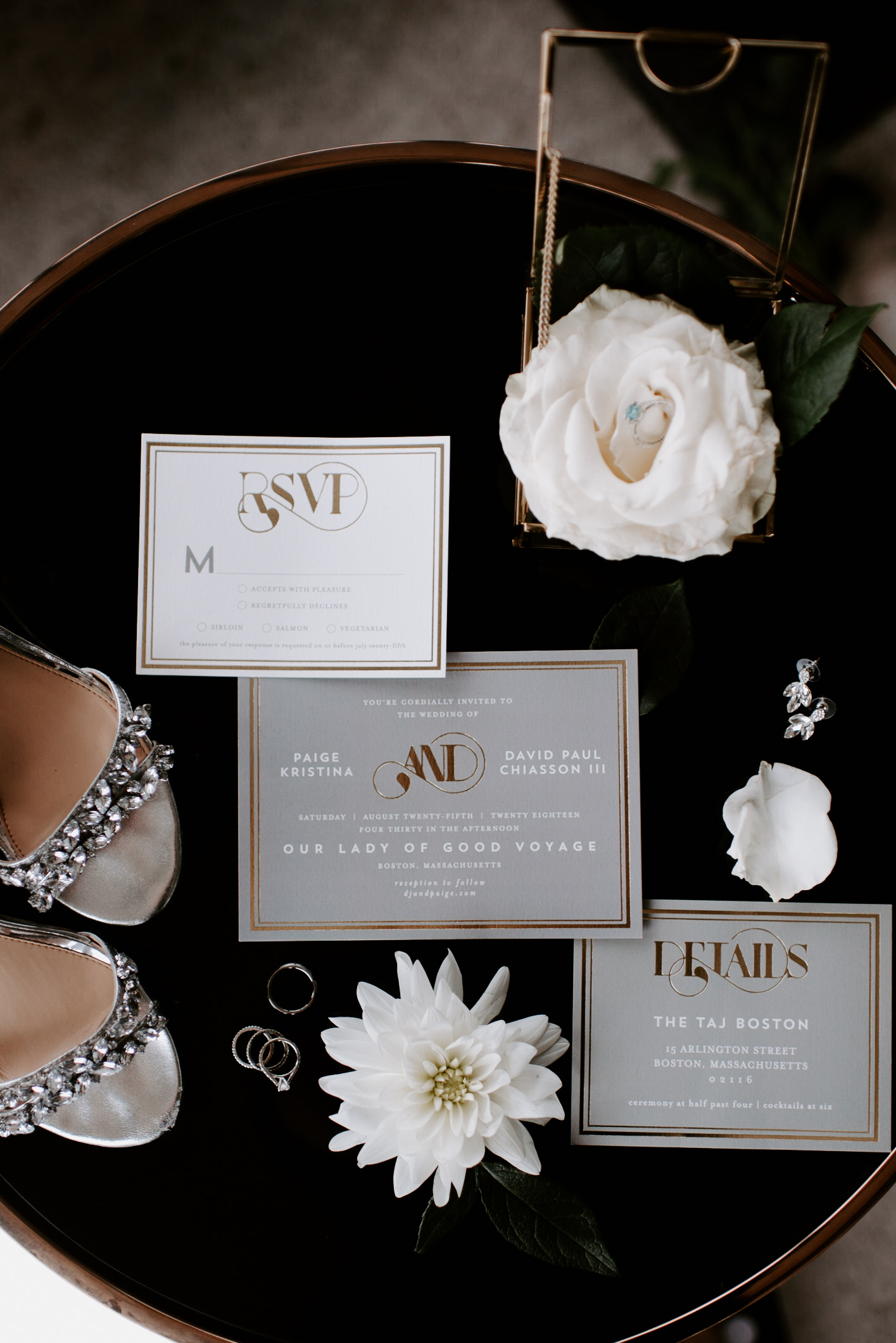 Gold, Gray and White Wedding Invitations | Modern Urban Wedding | Downtown Boston Wedding | Boston Wedding Photographer