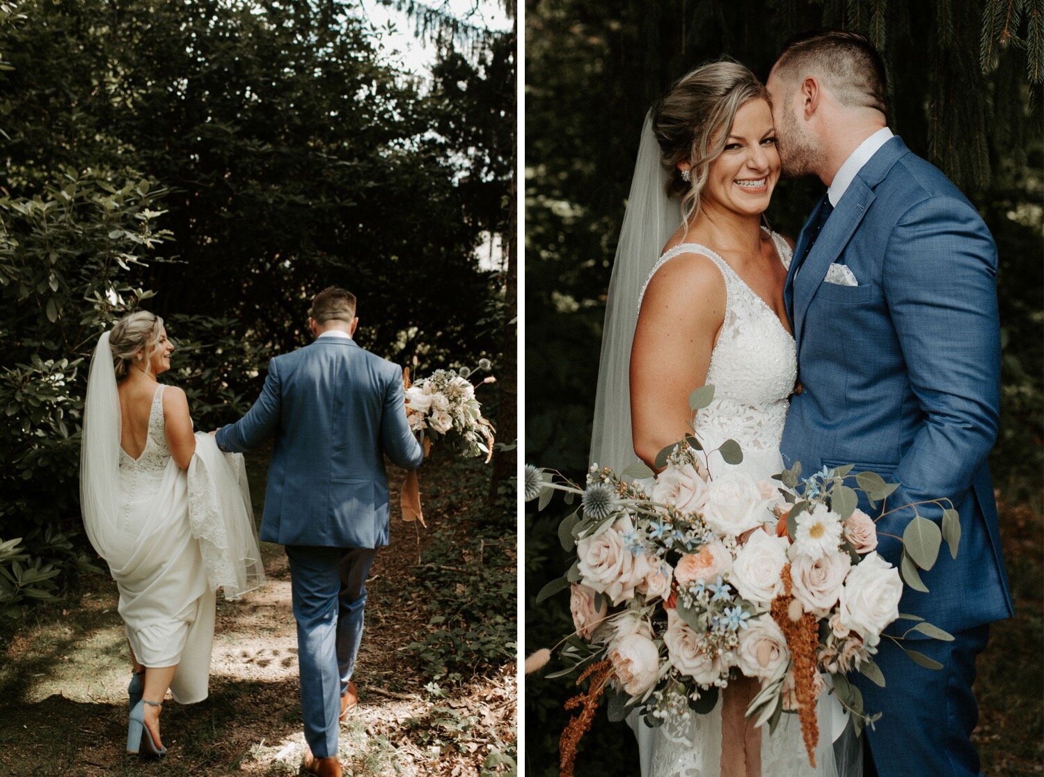 Navy and Champagne Woodsy Wedding Day with Copper Accents | Oregon Wedding Photographer