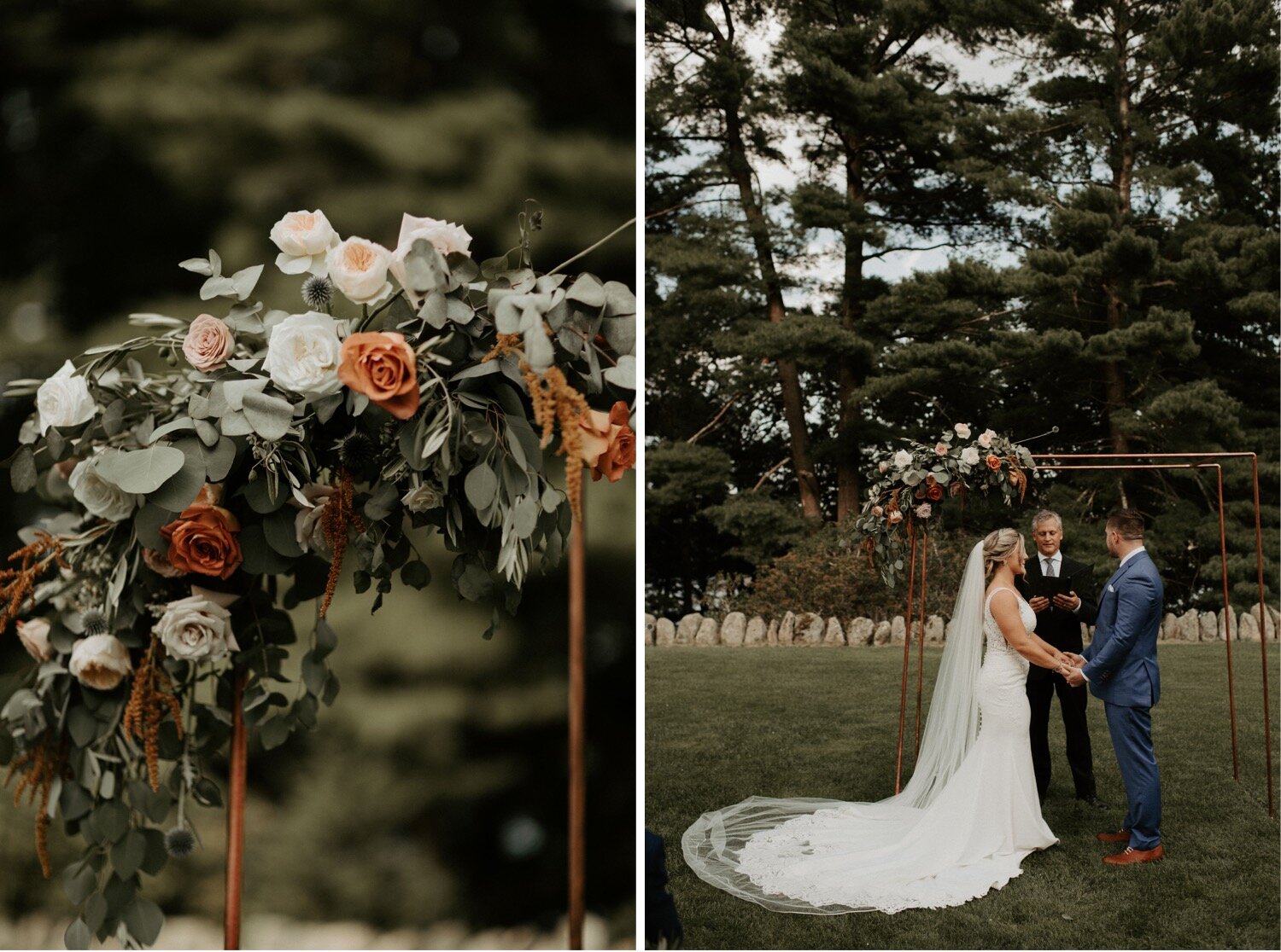 Navy and Champagne Woodsy Wedding Day with Copper Accents | Oregon Wedding Photographer