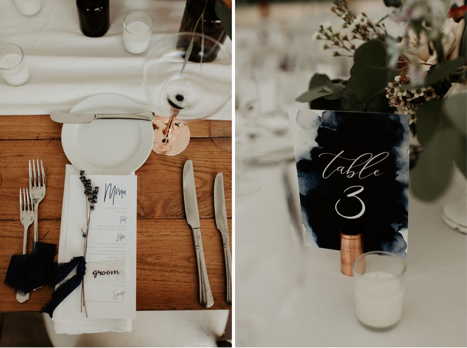 Navy and Champagne Woodsy Wedding Day with Copper Accents | Oregon Wedding Photographer