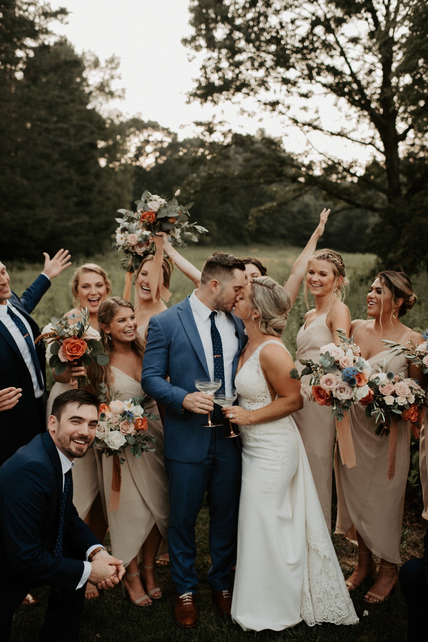 Navy and Champagne Woodsy Wedding Day with Copper Accents | Oregon Wedding Photographer