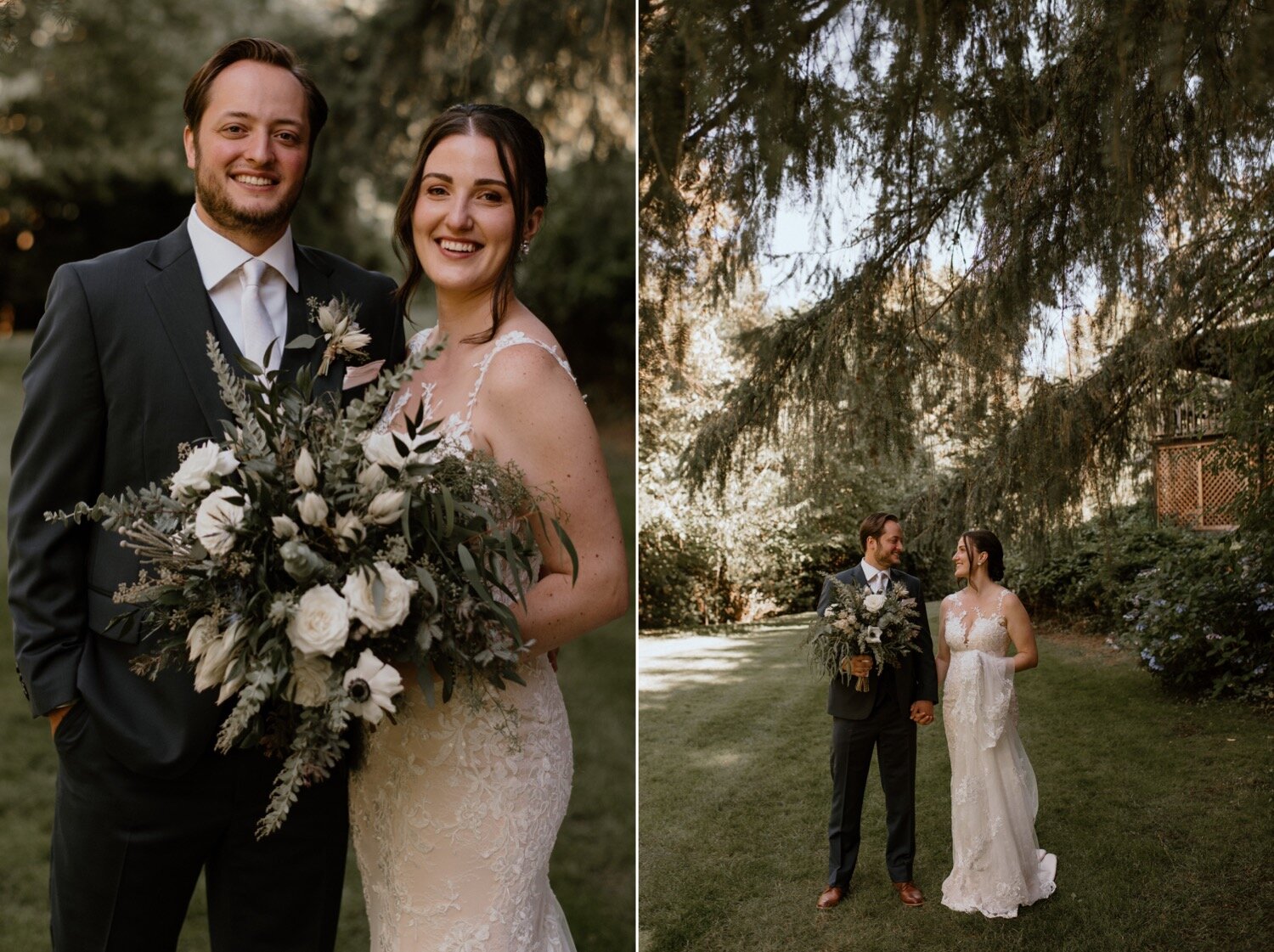 Amalie and Conner's Lush Garden Wedding at Portland's Abernethy Center with a Cozy Backyard Reception | Oregon Wedding Photographer