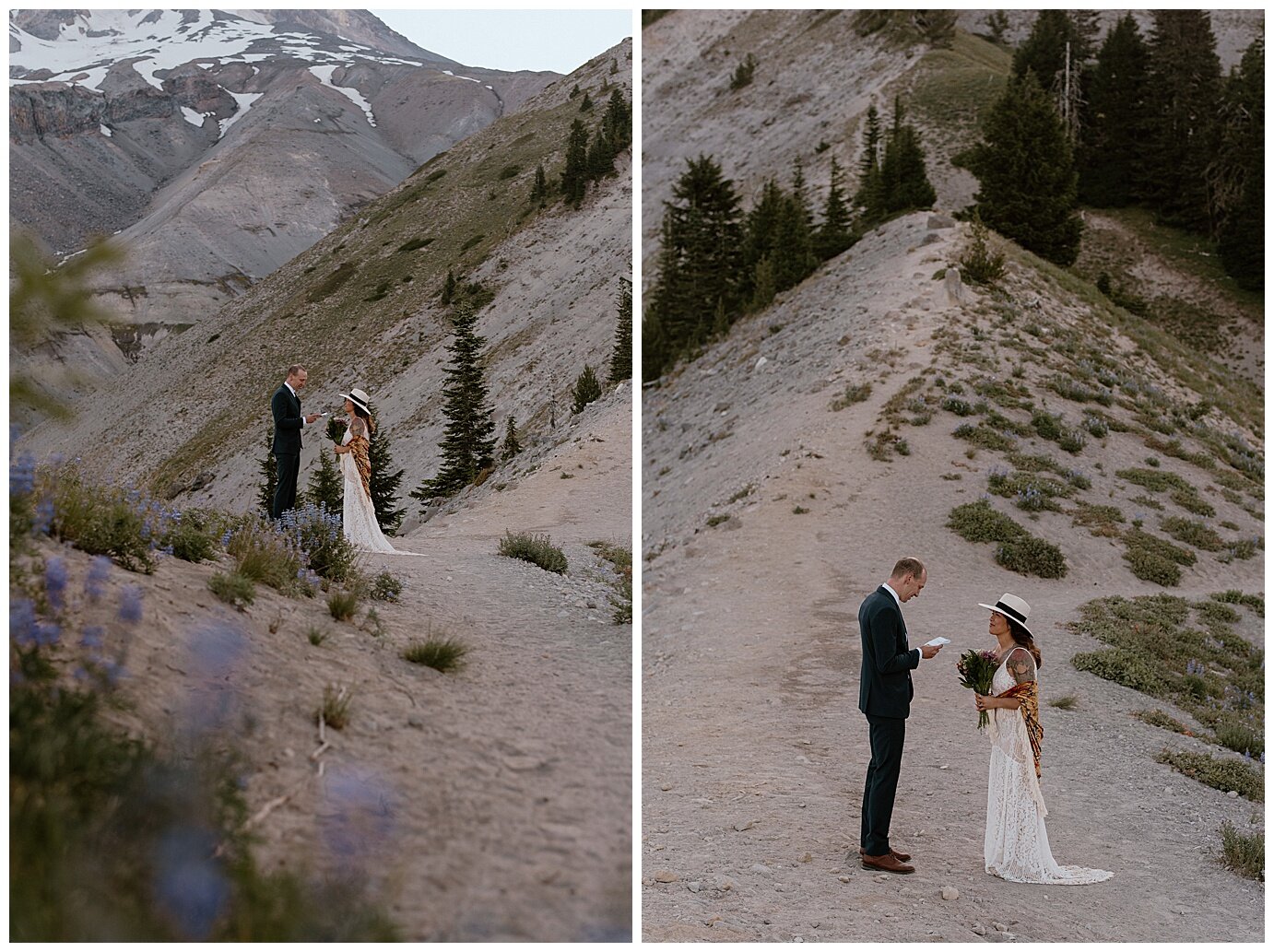 bride and groom exchanging private vows in Zig Zag Canyon on Mt Hood