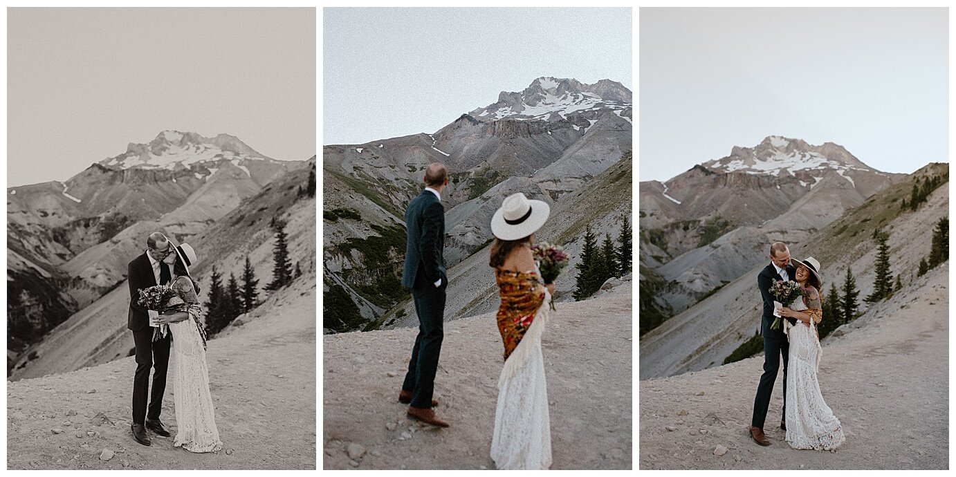 bride and groom exchanging private vows in Zig Zag Canyon on Mt Hood