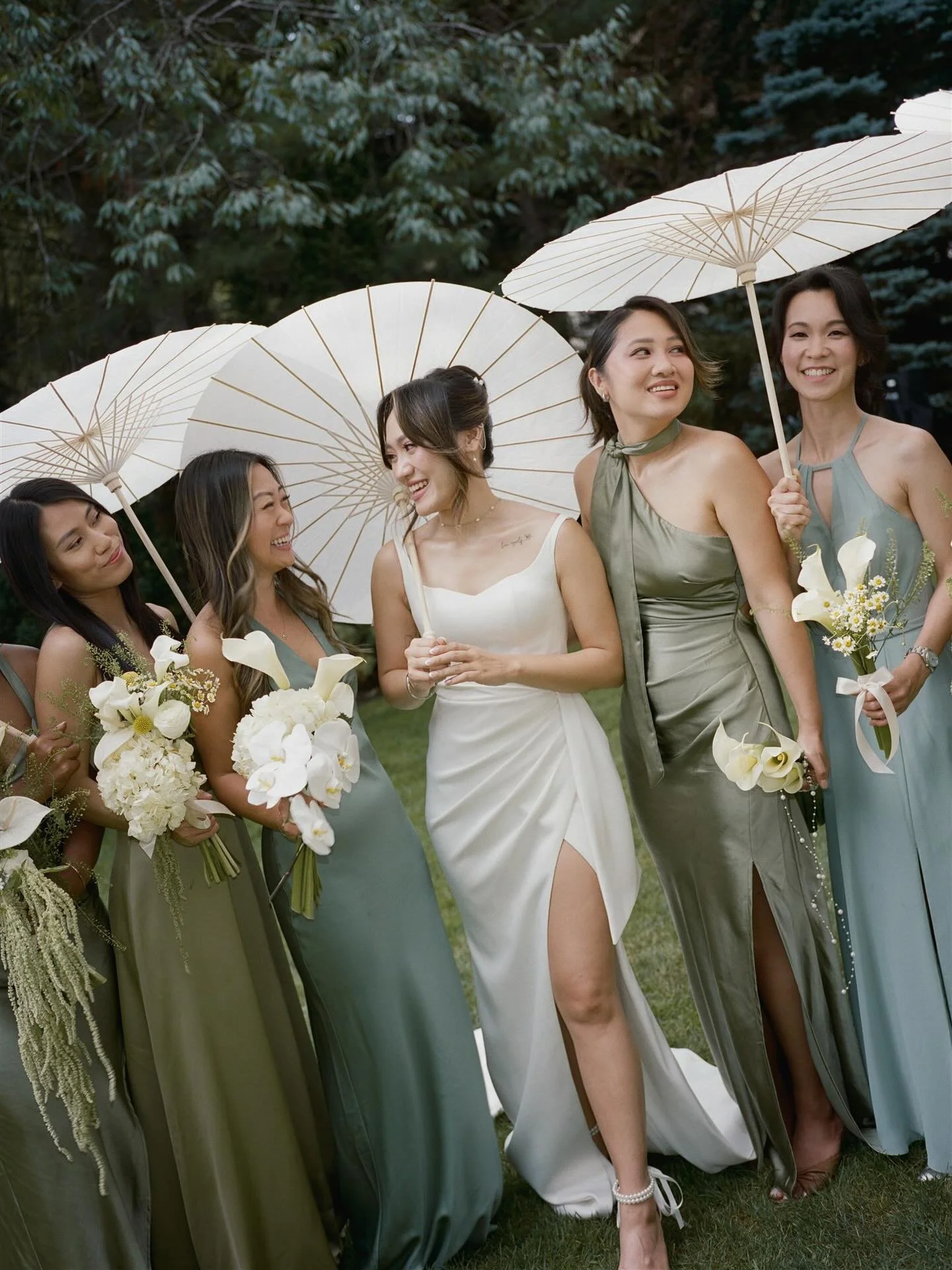 A film frame from Michelle and Alex&rsquo;s wedding day in Washington that I thought deserved a moment to shine all on its own. The green and blue color palette for their garden wedding, the bouquets the wedding party made together the day before, an