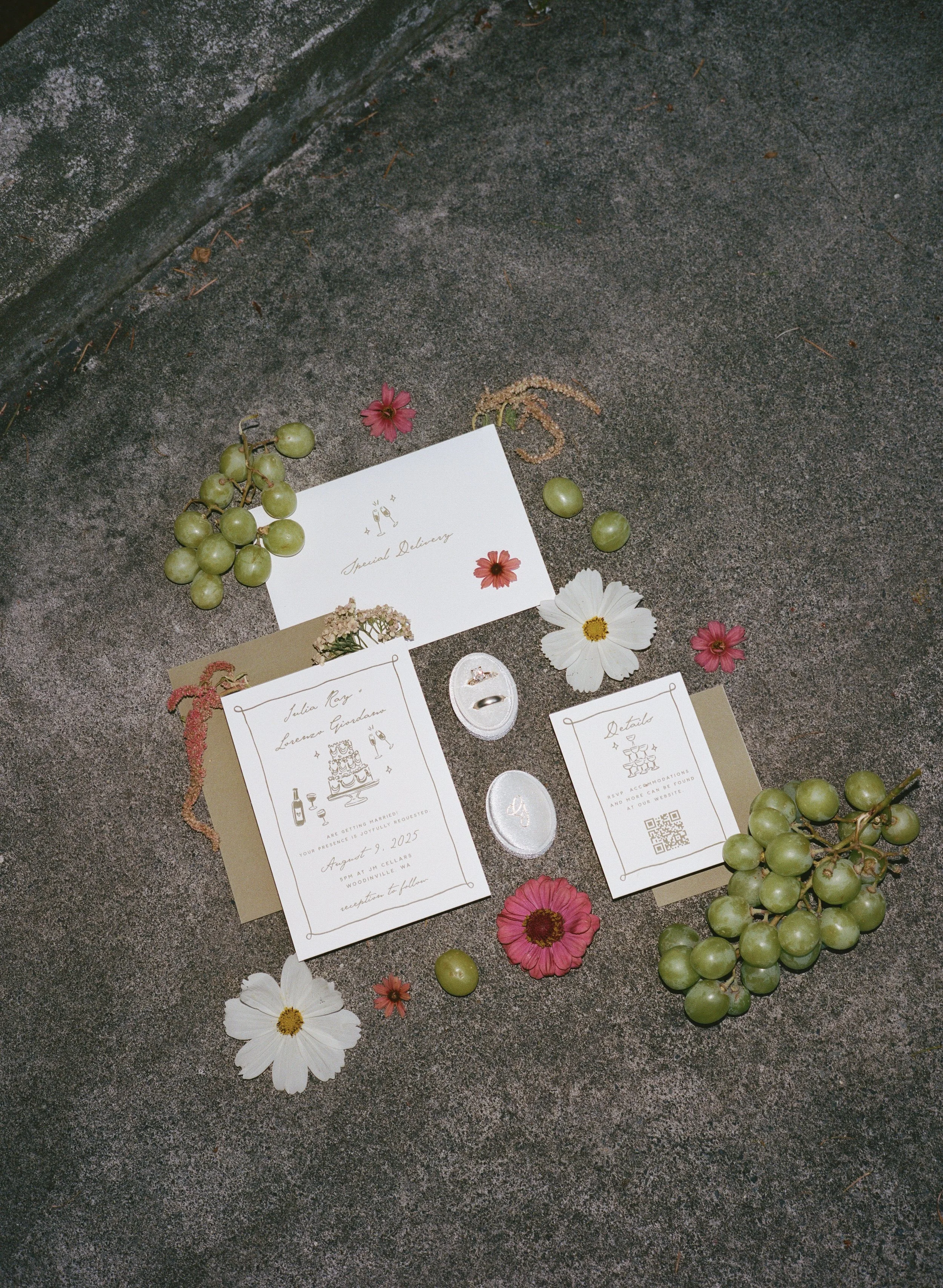  Film wedding photography at JM Cellars capturing a romantic outdoor celebration surrounded by trees and ivy 