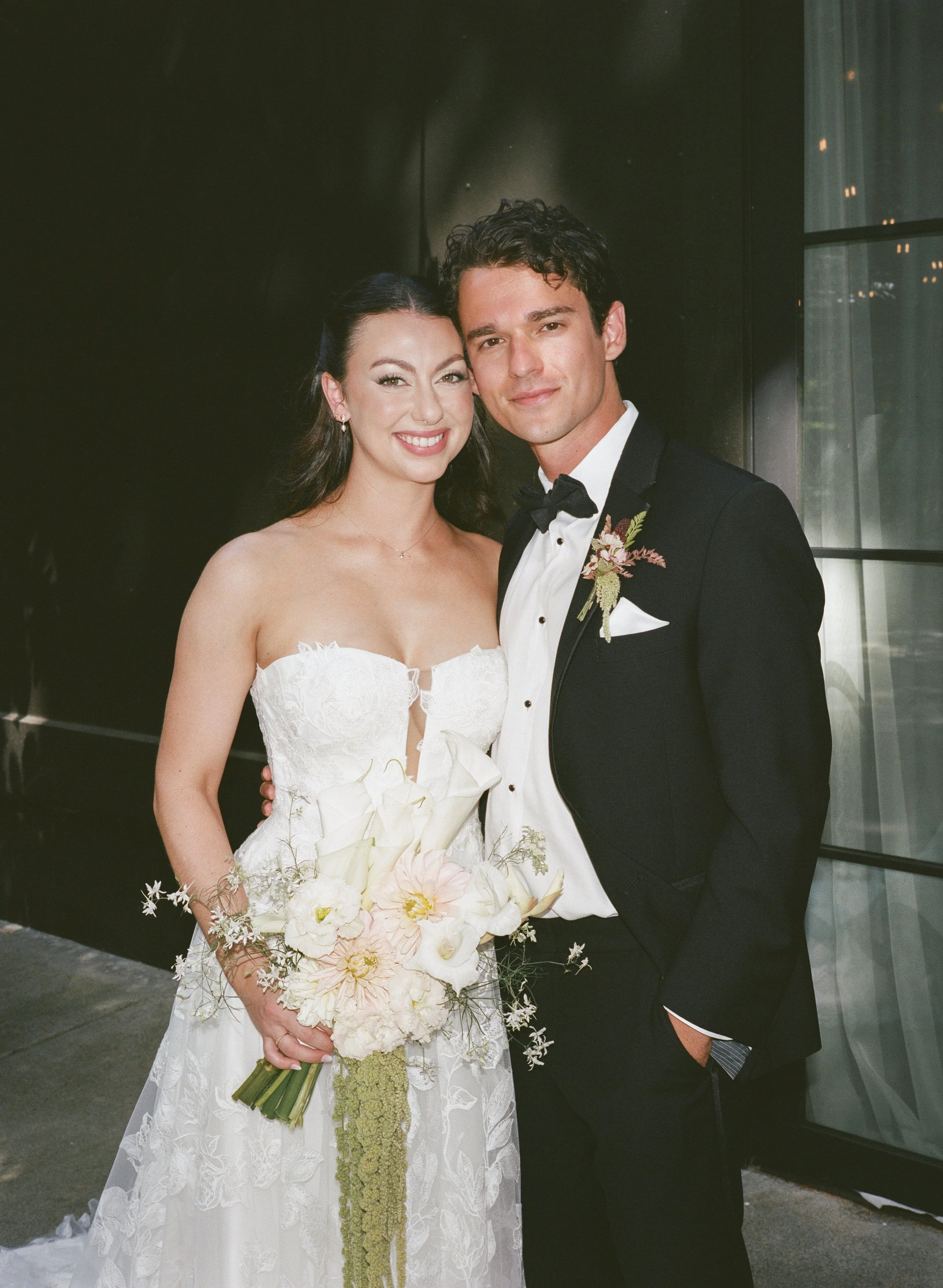  Film wedding photography at JM Cellars capturing a romantic outdoor celebration surrounded by trees and ivy 