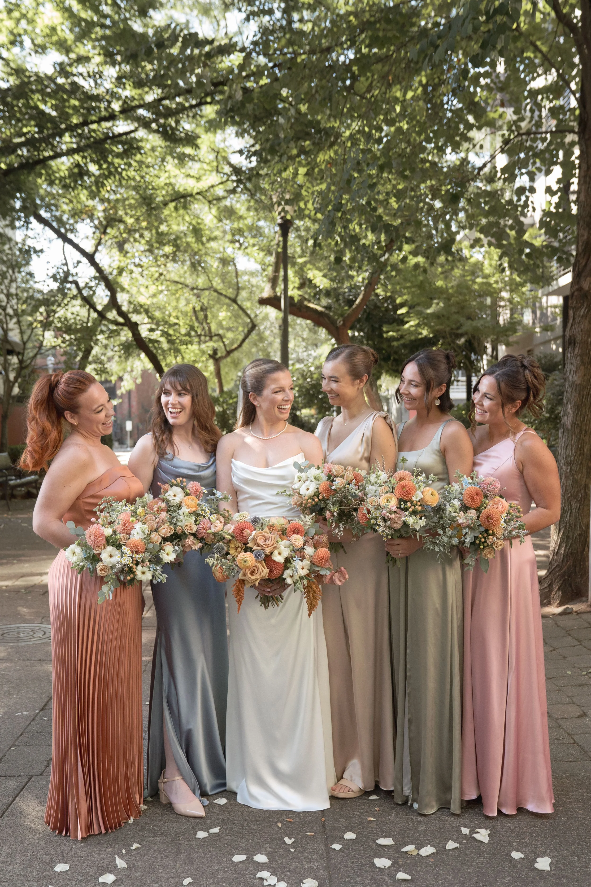 Colorful bridesmaids for a fall wedding