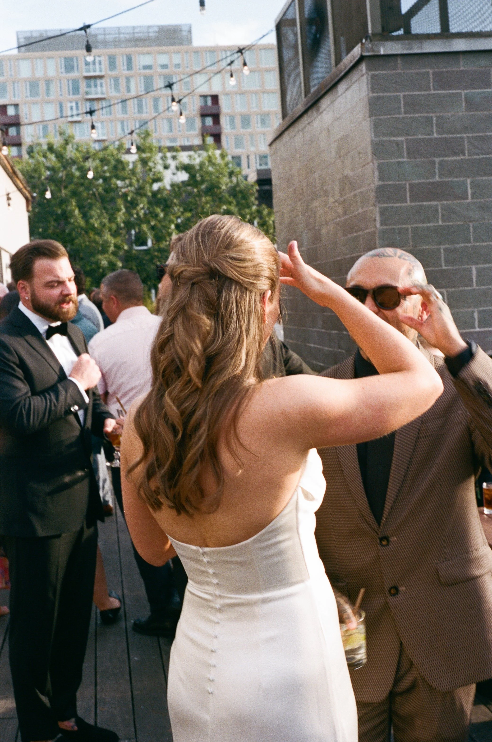 Wedding cocktail hour film photography