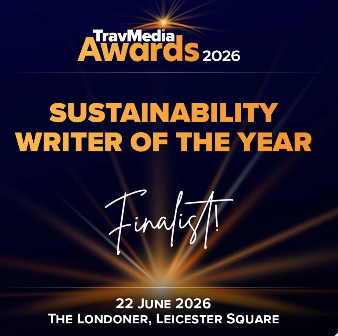 So delighted and grateful to be nominated for Sustainability Travel Writer of the Year at the 2026 @travmedia_uk awards. It has been hard for me to place stories recently and I&rsquo;m hoping this will encourage editors to keep taking a punt on piece