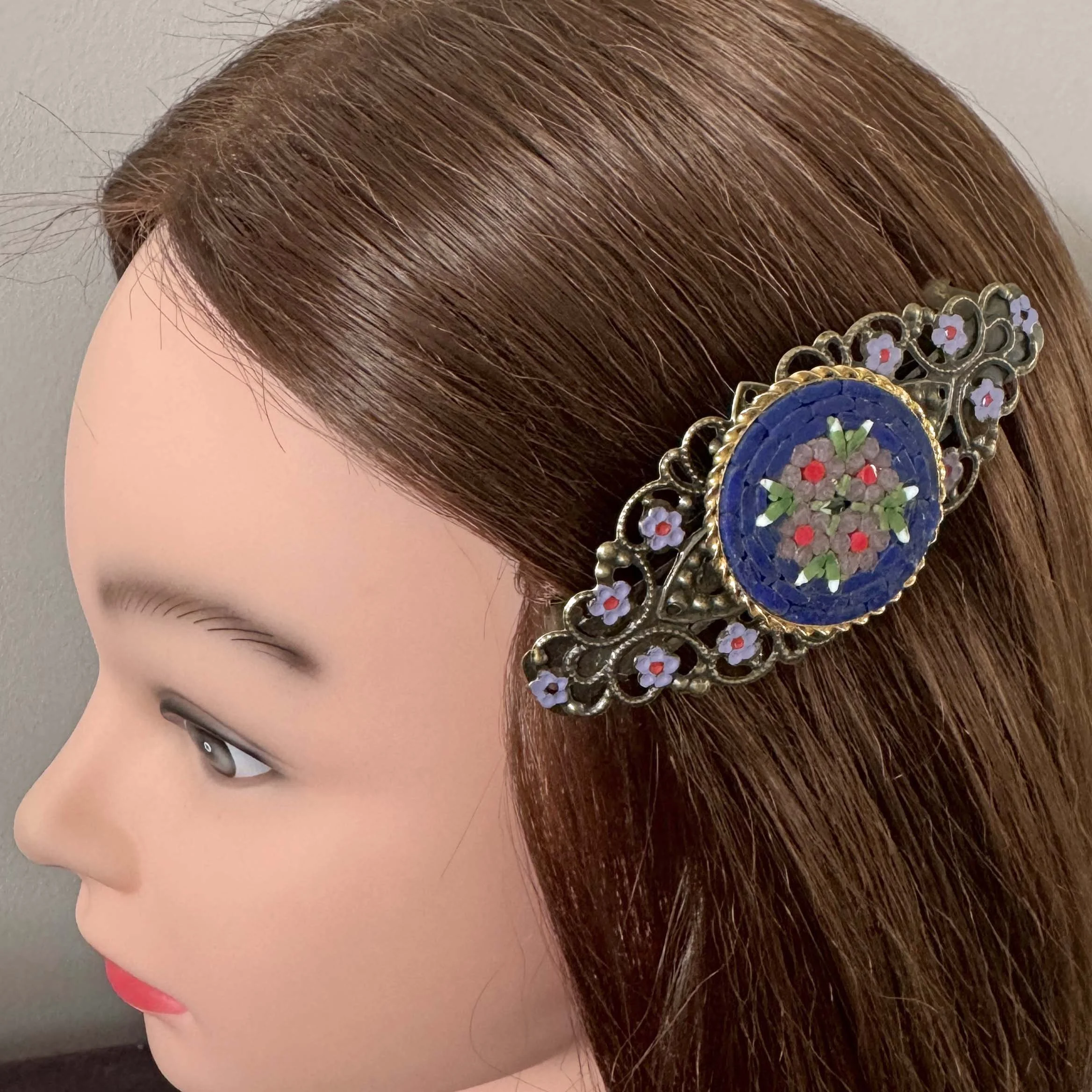 vintage purple flower hair clasp, vintage hair accessories