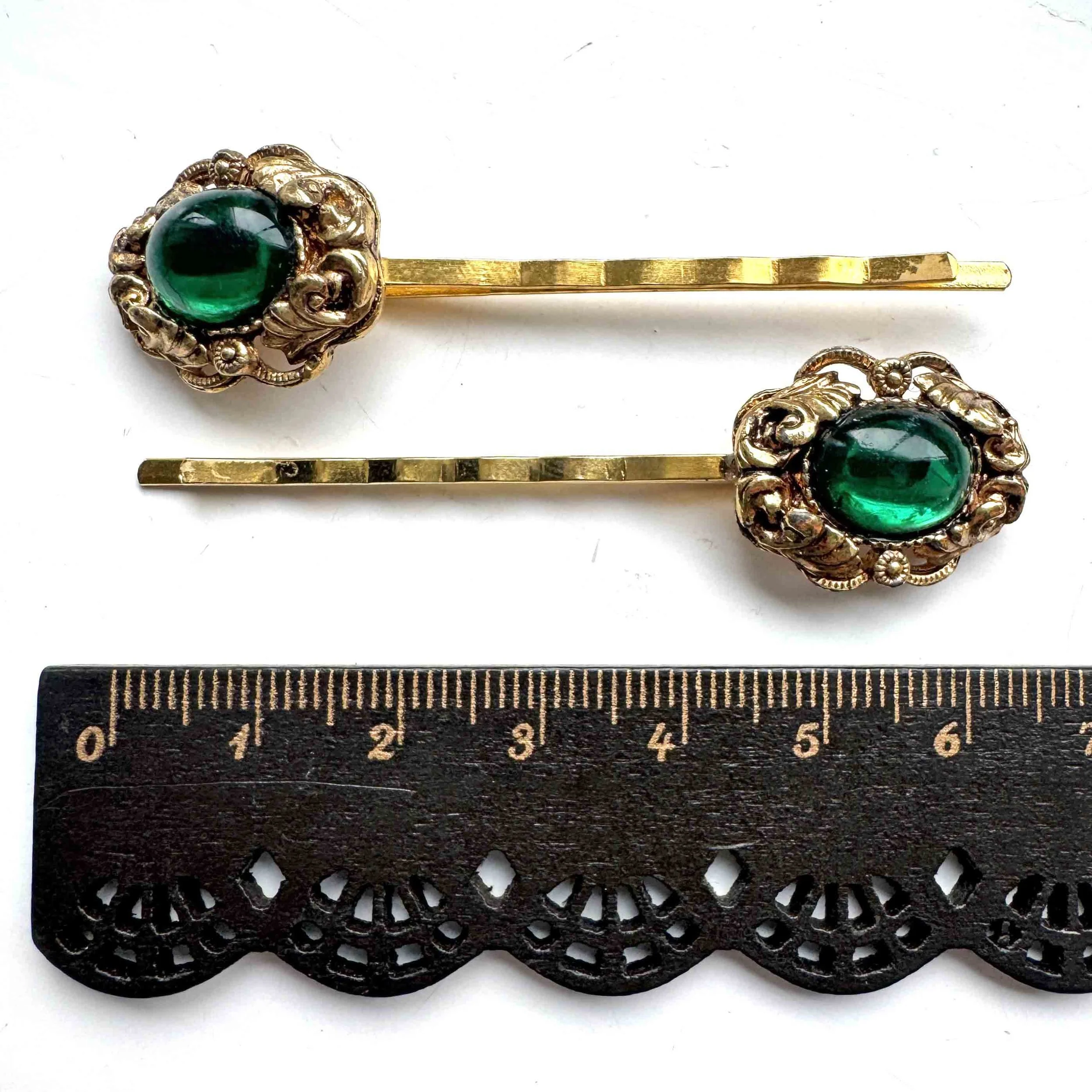 dark green vintage bobby pins, vintage hair accessories