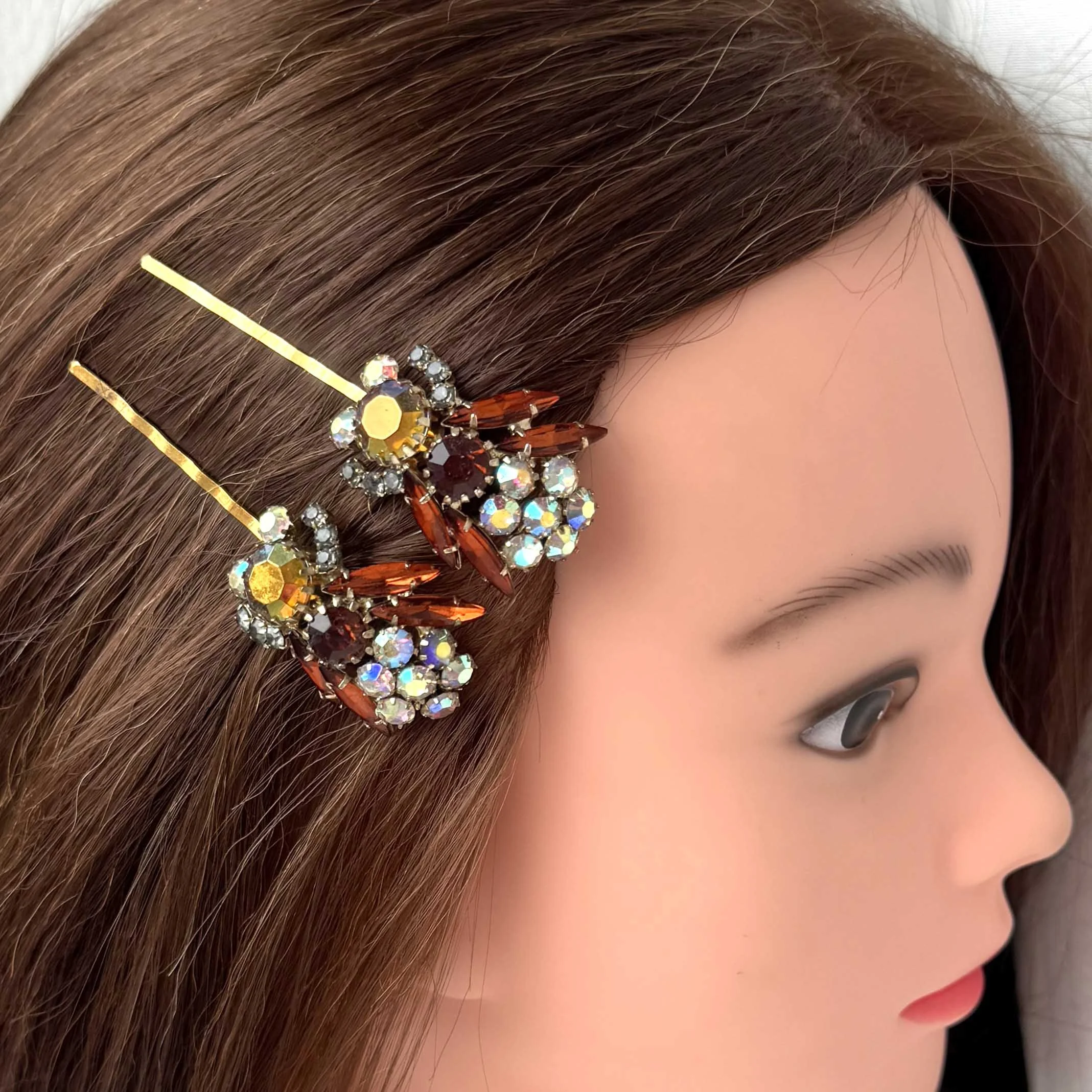 vintage bee hair clips, vintage hair clips, vintage hair accessories